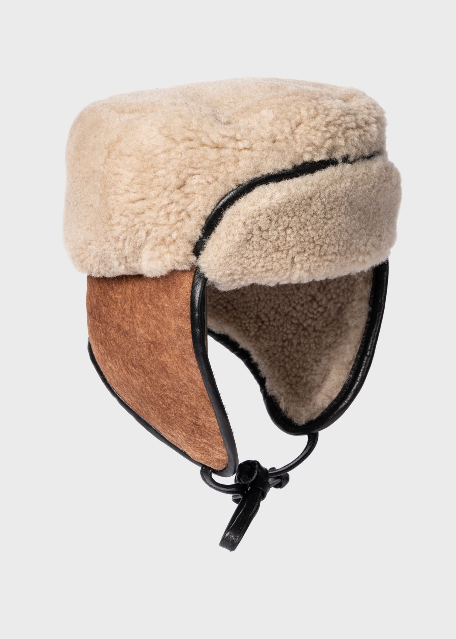 Shearling Chapka Hat With Leather Trims - 3