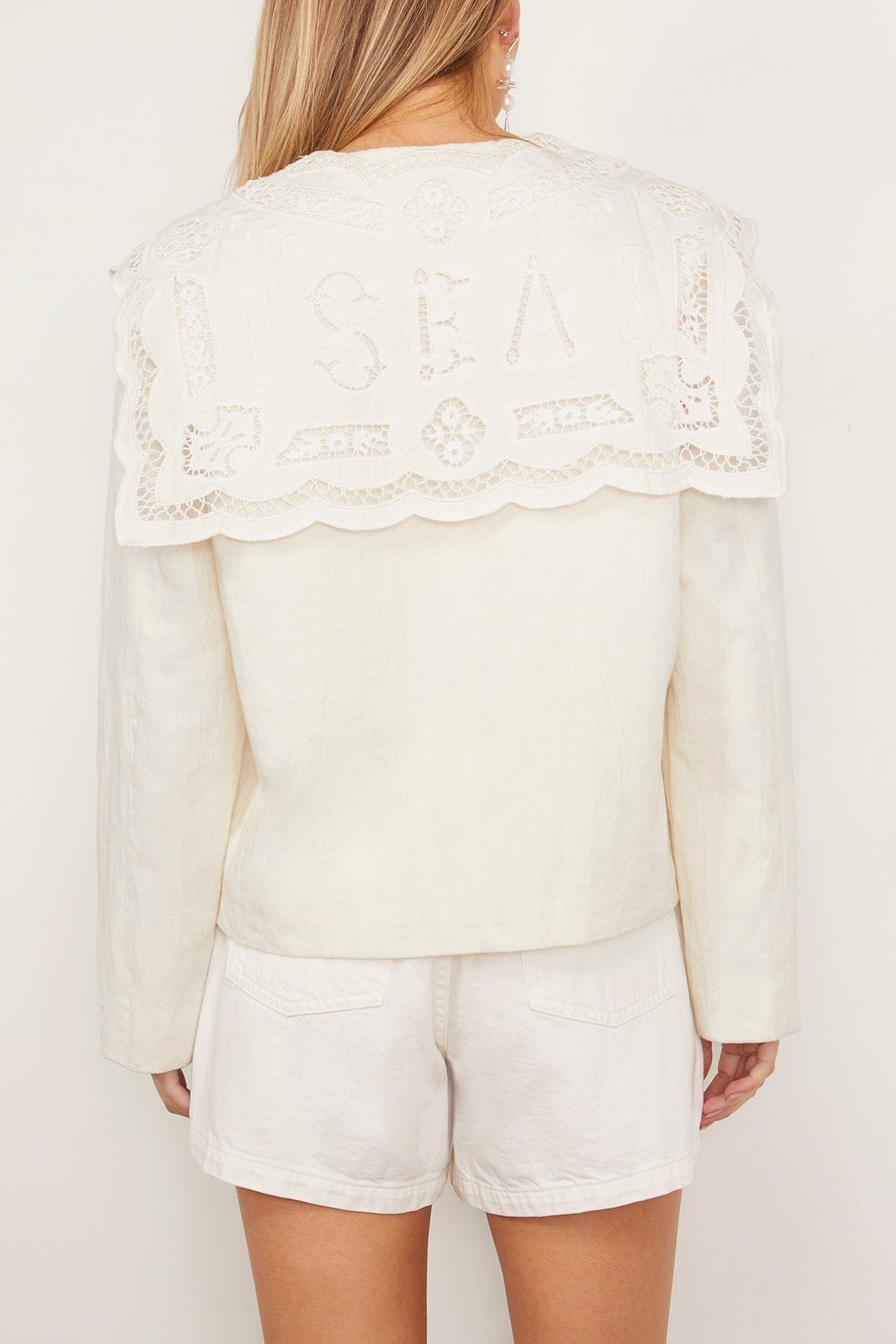 Marie Embroidery Jacket in White - 4