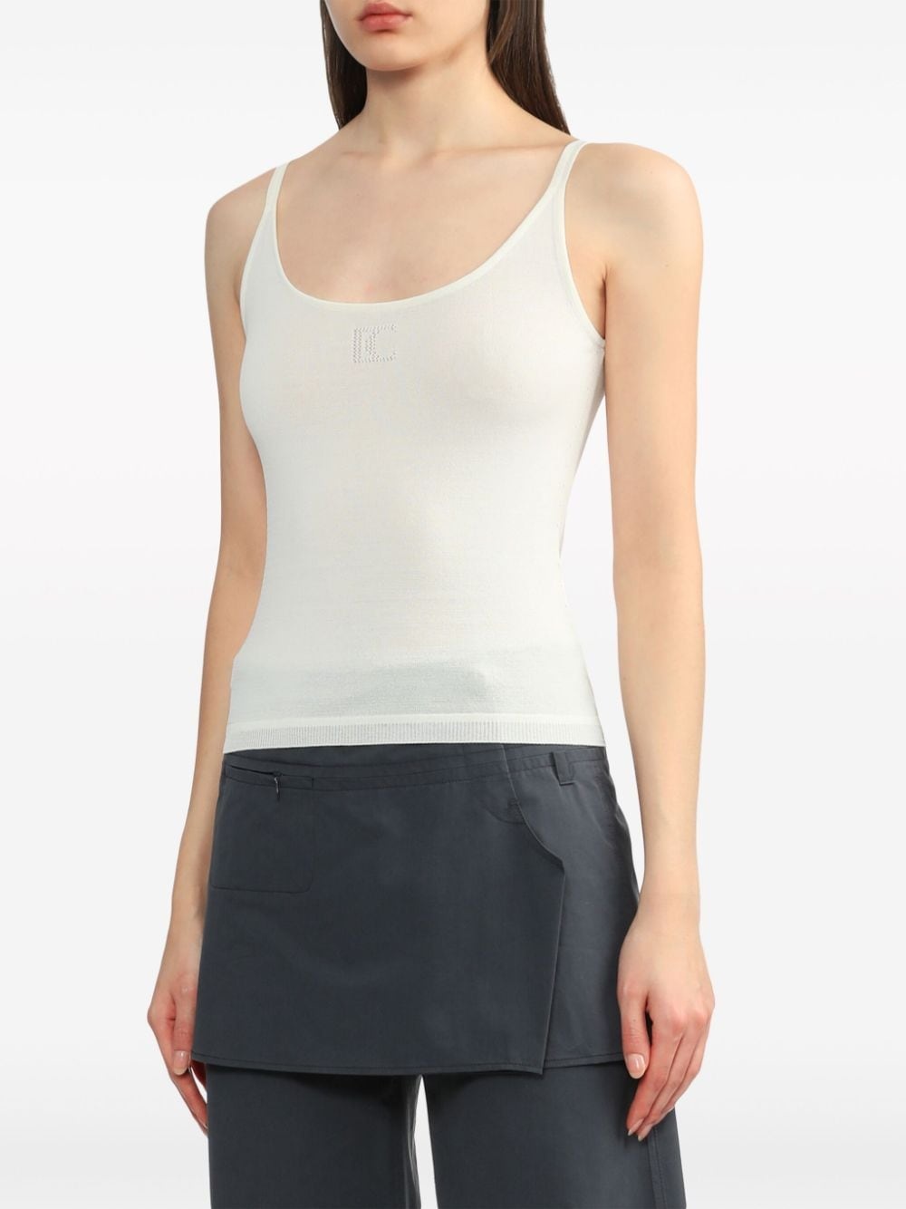 logo-perforated tank top - 3