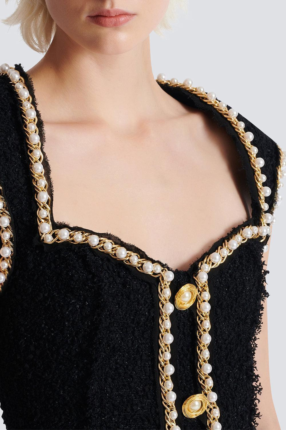 Open Neck Chain Detail Dress - 8