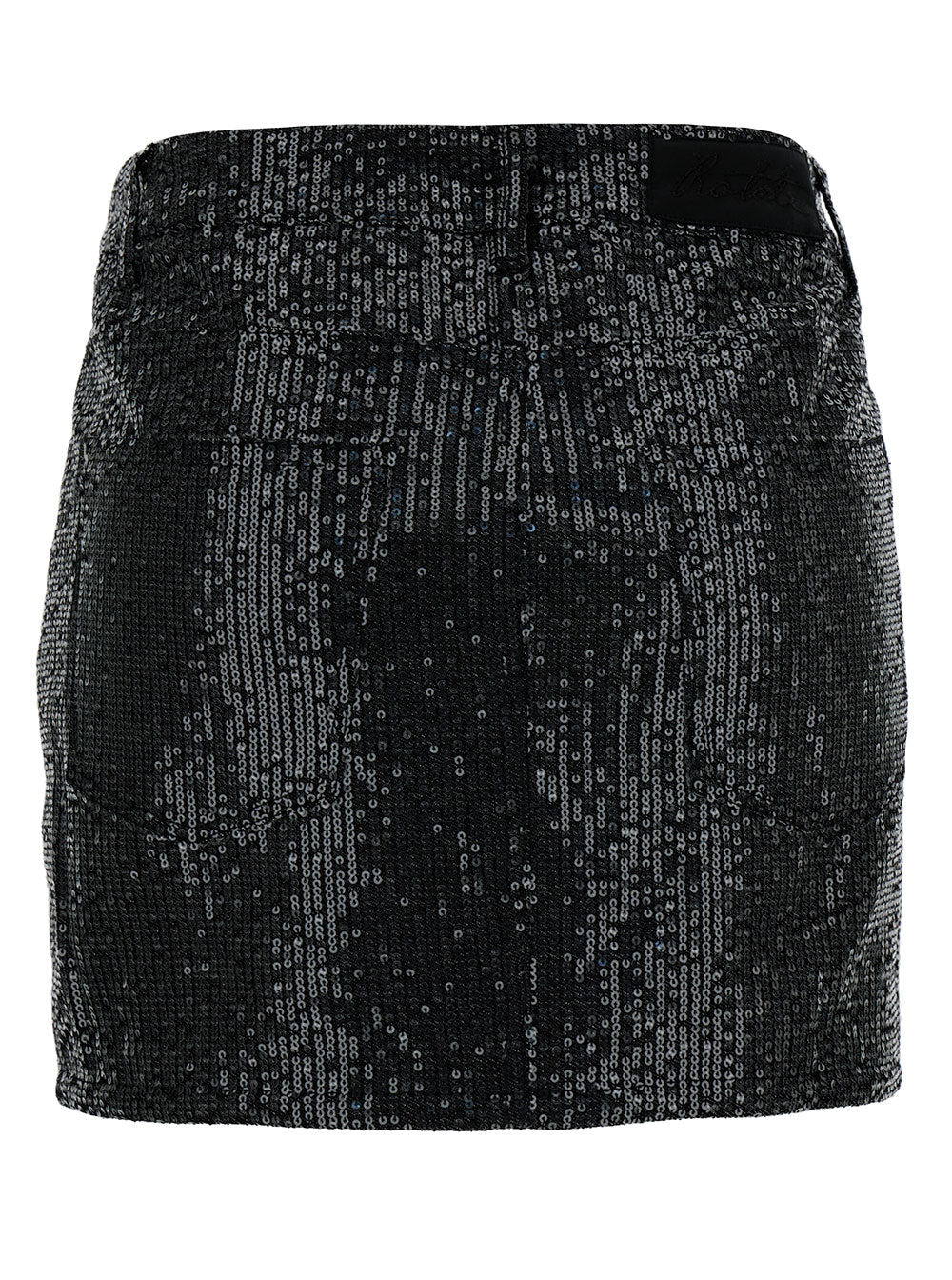 Rotate Women Black Mini-Skirt With All-Over Paillettes And Logo Patch In Cotton Woman - 2