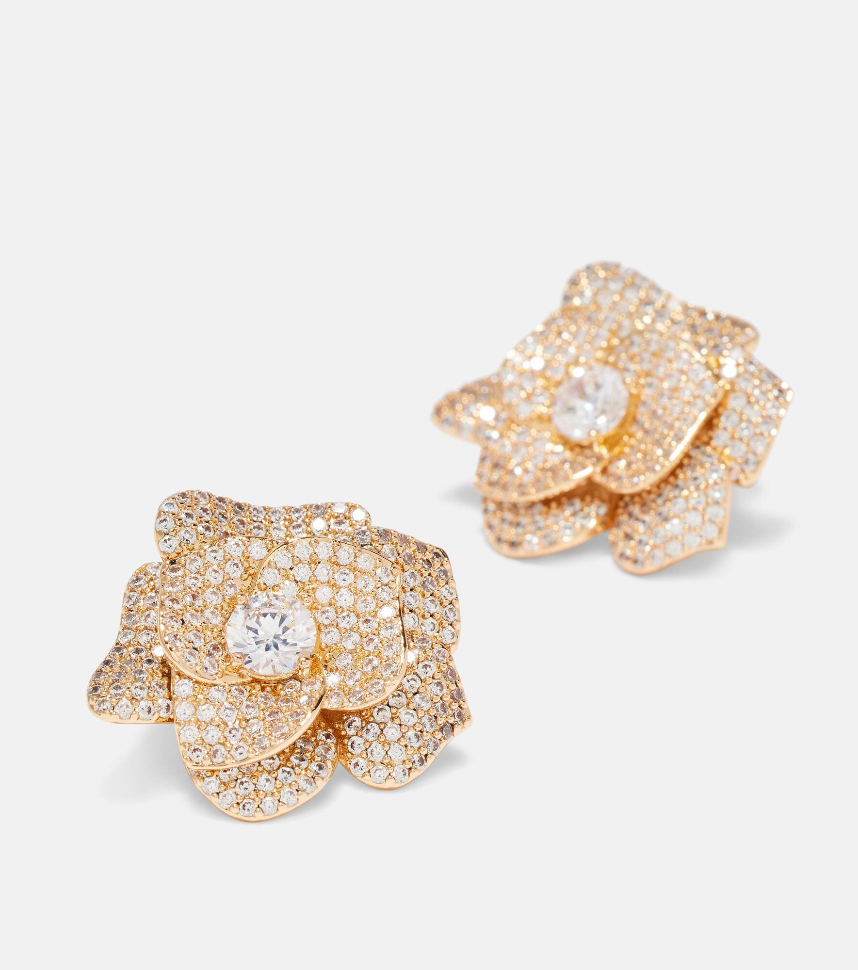 Crystal-embellished flower earrings - 4