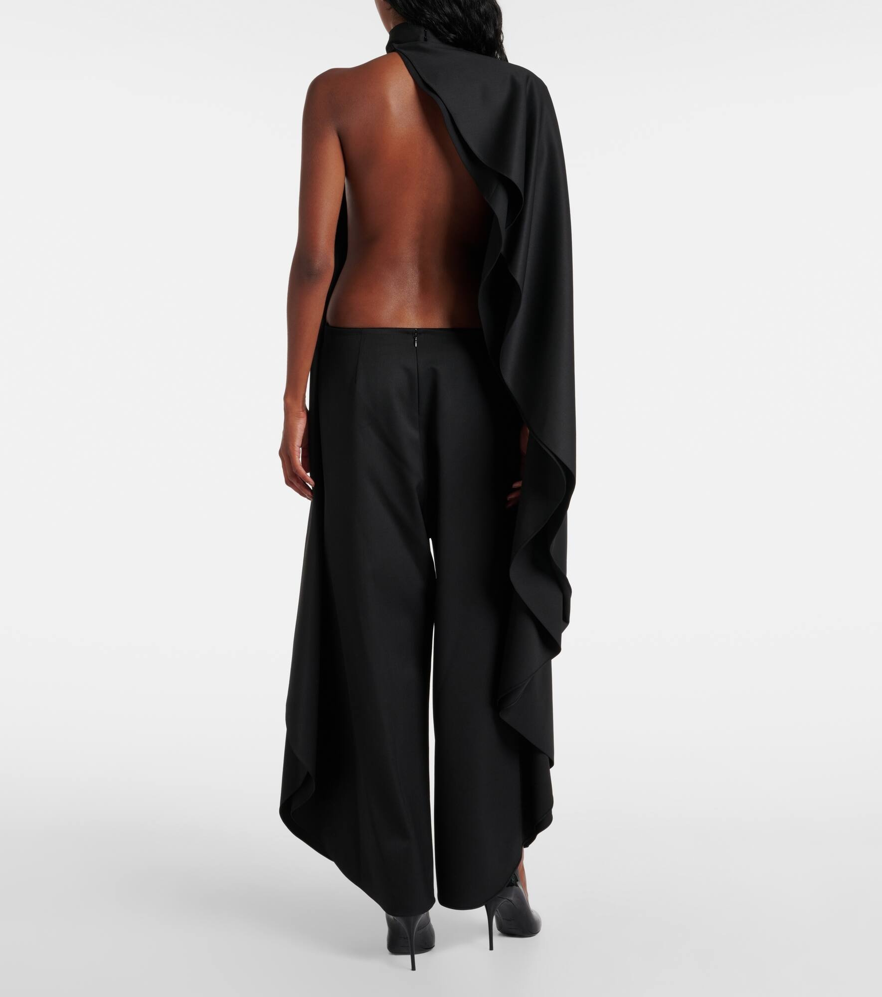 Open-back wool grain de poudre jumpsuit - 3