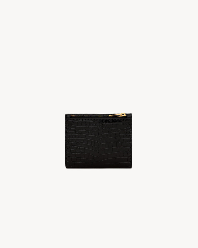 SAINT LAURENT UPTOWN COMPACT WALLET IN CROCODILE-EMBOSSED SHINY LEATHER outlook