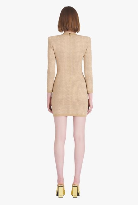 Short bicolor jacquard dress with Balmain monogram - 3