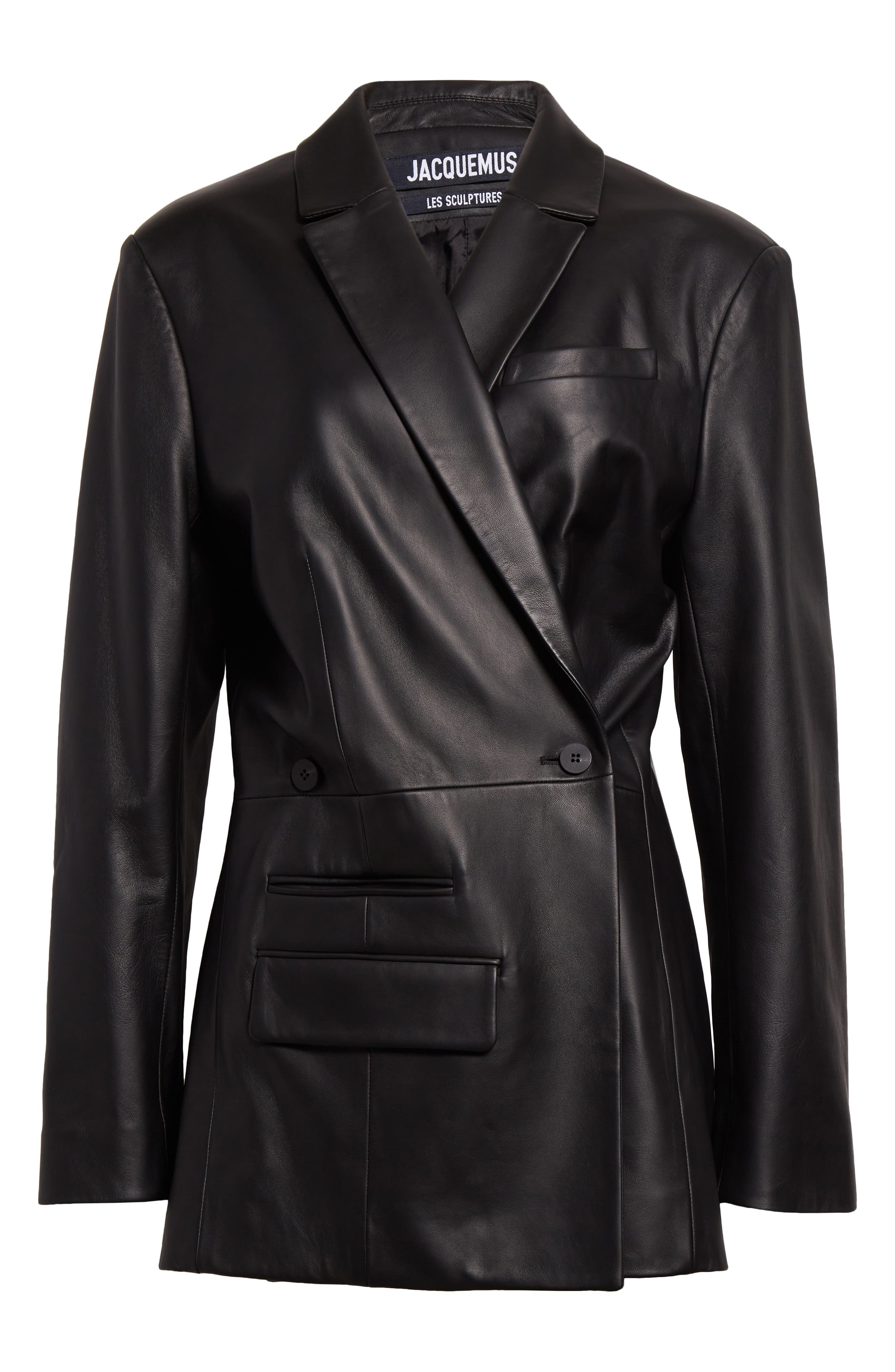 La Veste Tibau Asymmetric Leather Blazer - 7