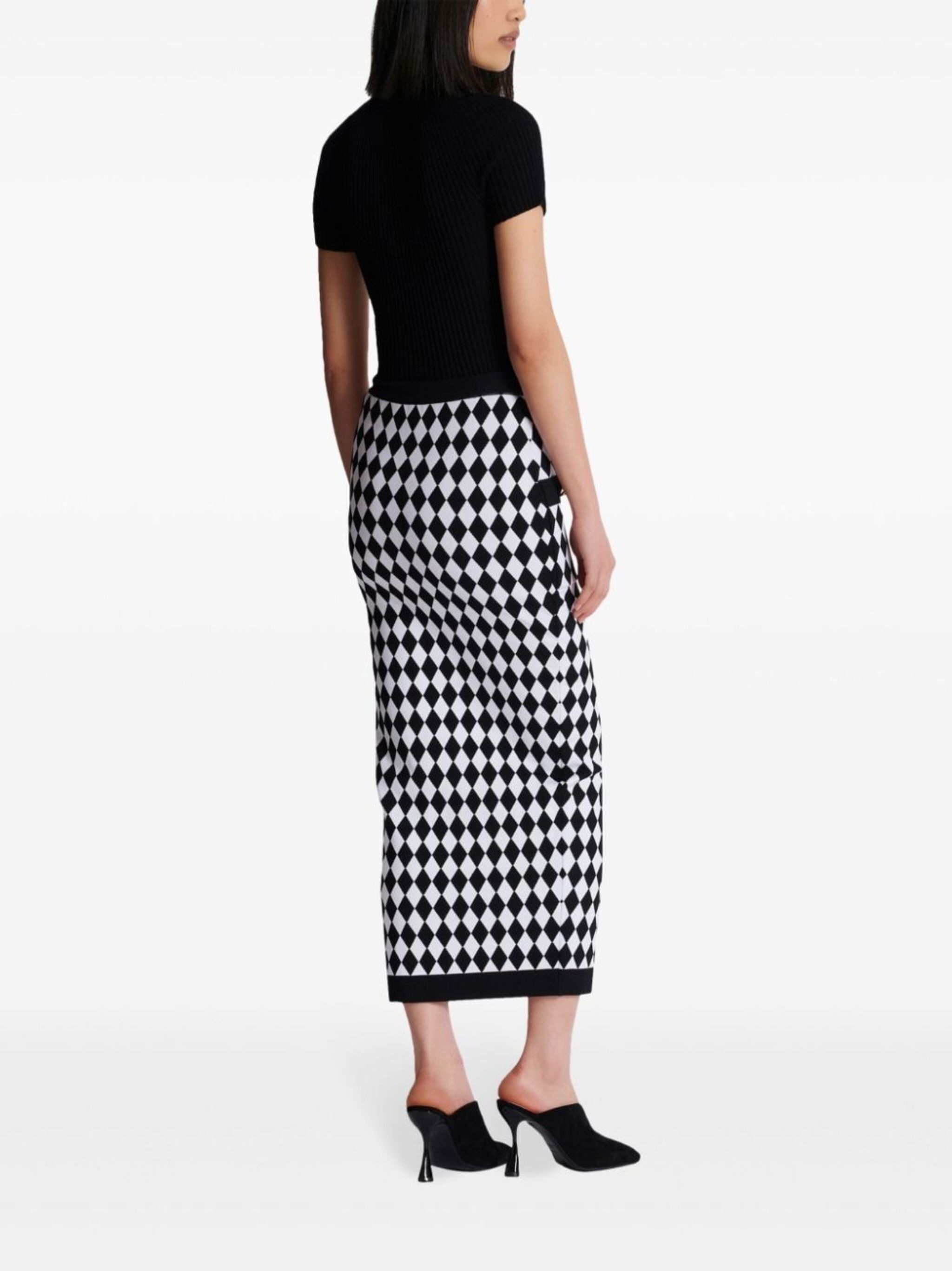 diamond-intarsia knitted midi skirt - 4