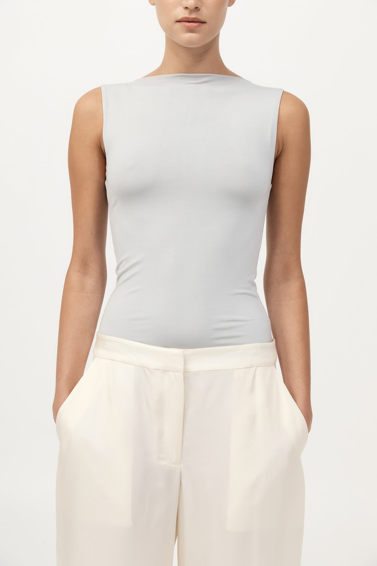 Cupro Jersey Top - Silver - 3