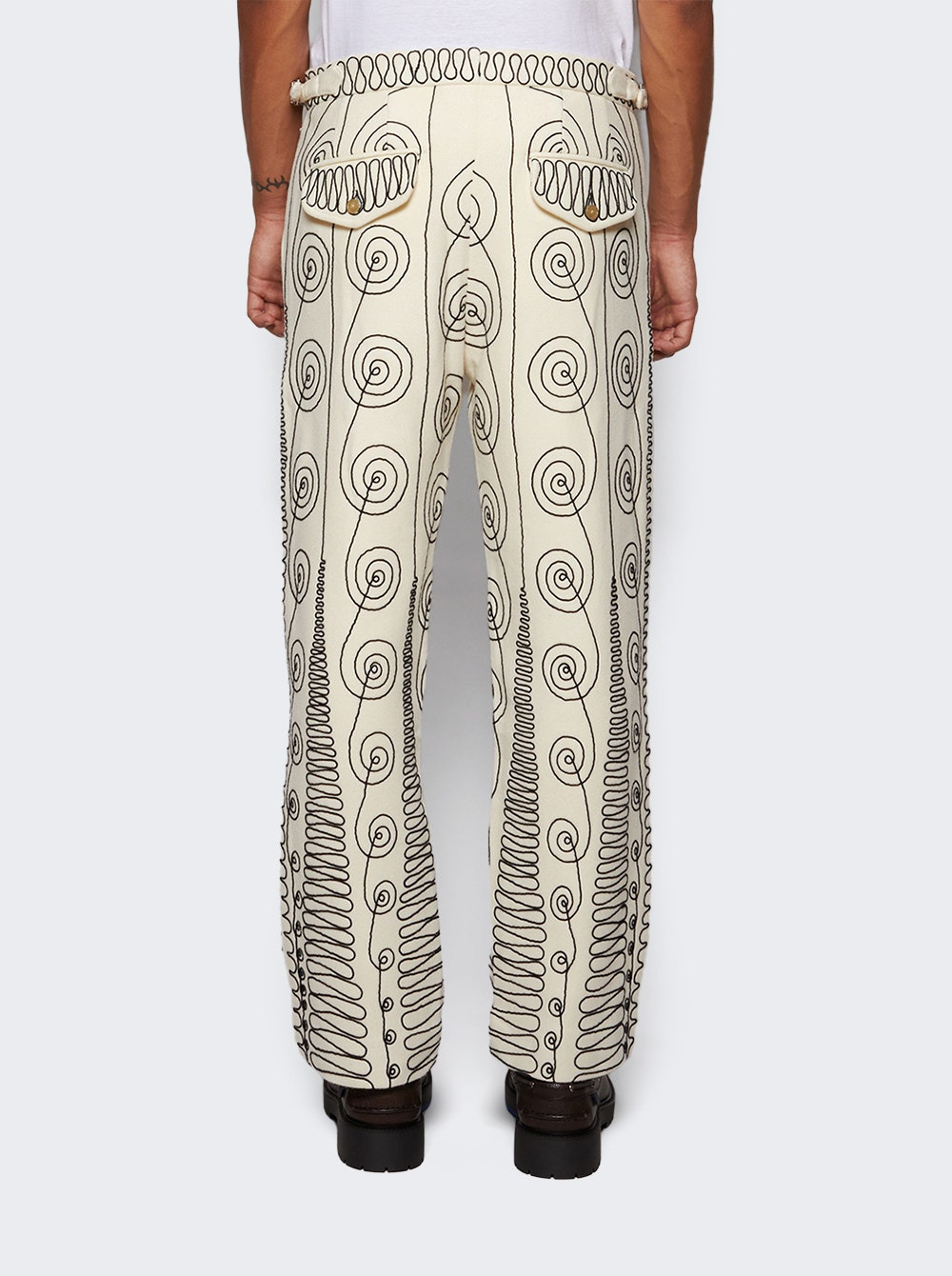 Quillwork Trousers Cream And Black - 5