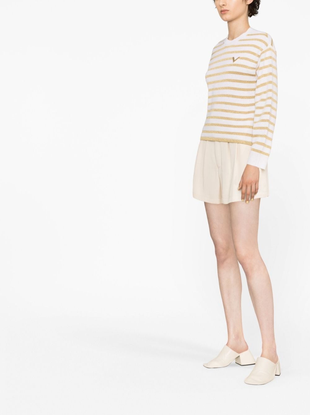 striped logo-plaque jumper - 4