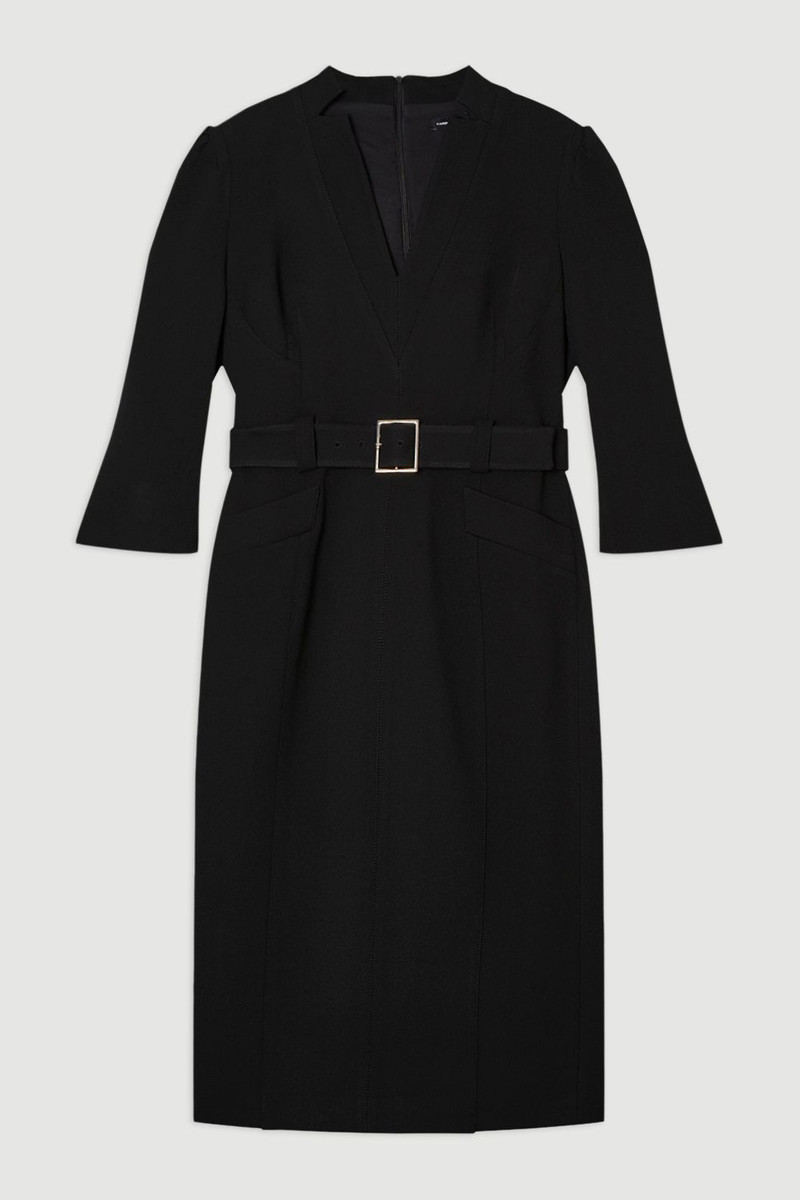 Plus Size Structured Crepe Belted Forever Midi Dress - 1