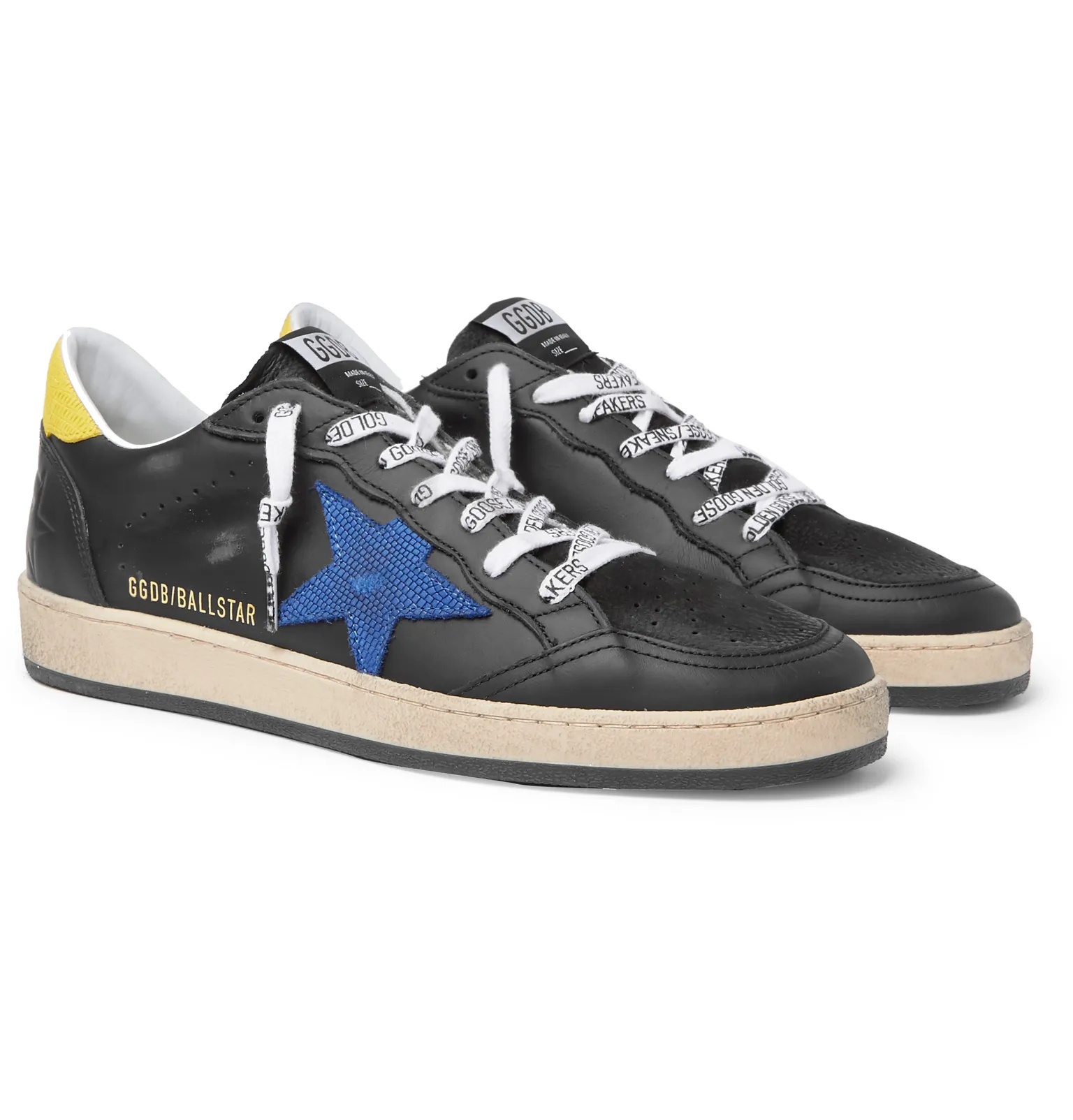 Ball Star Distressed Lizard-Effect Leather Sneakers - 2