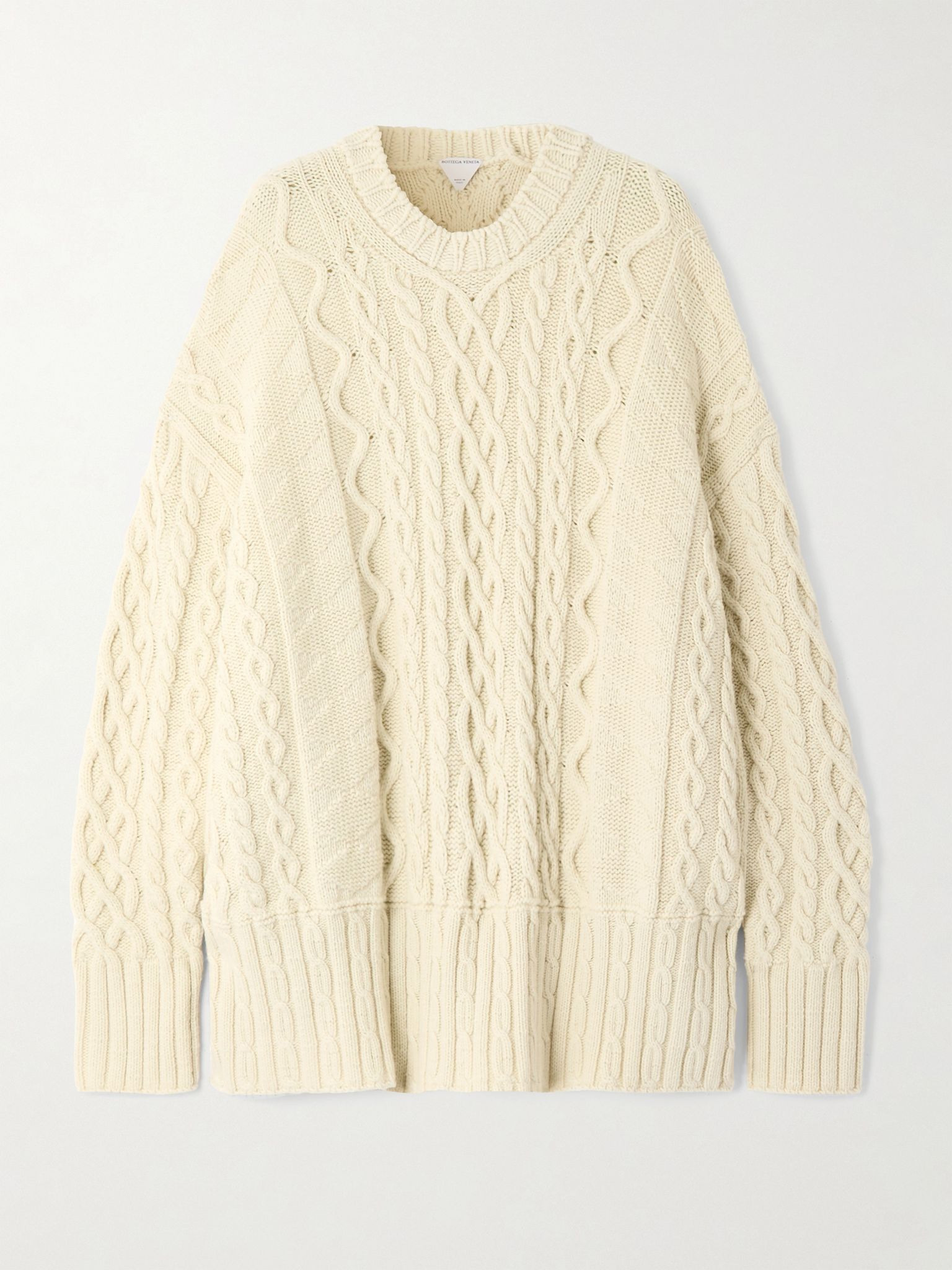 Oversized cable-knit wool sweater Cream - 1