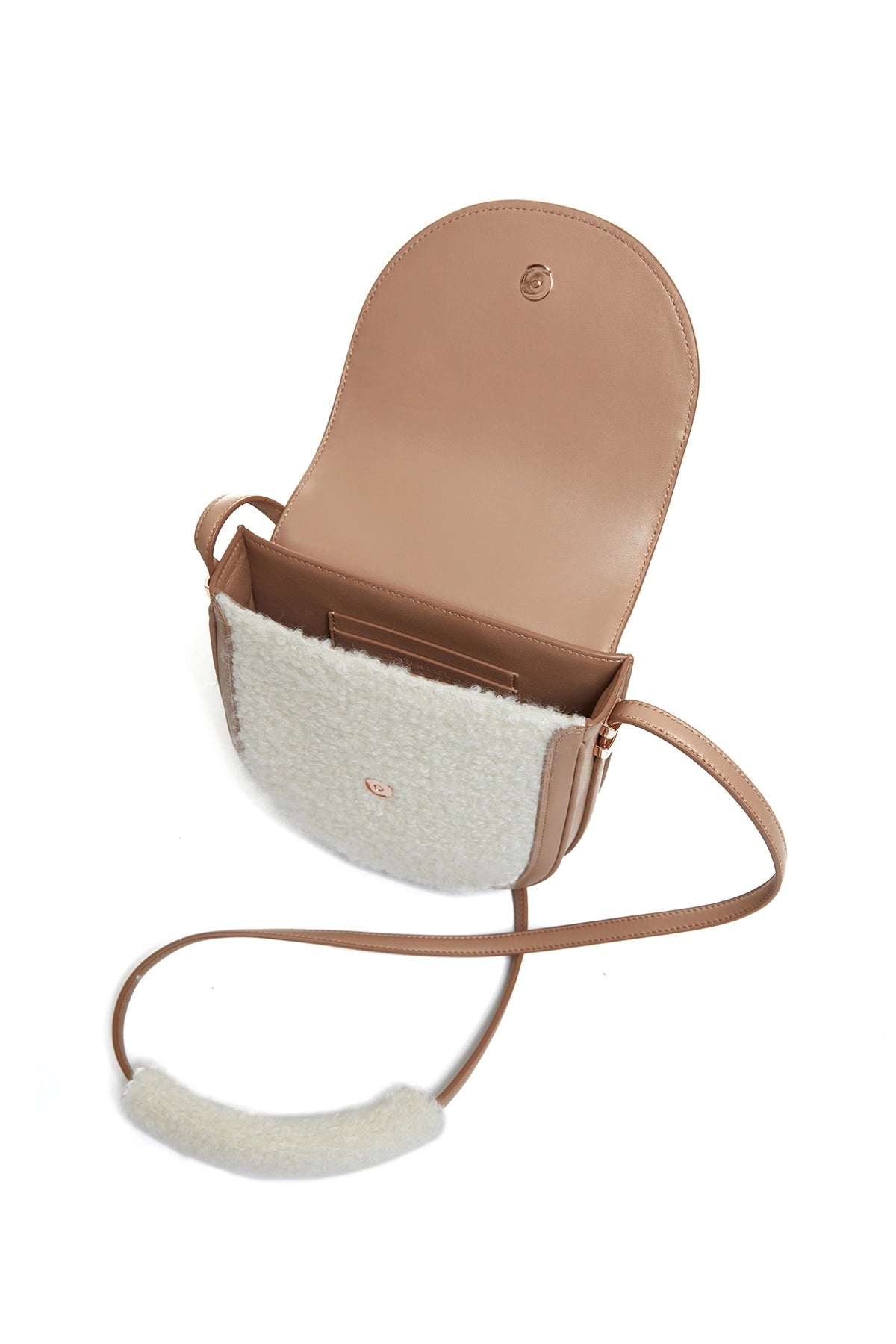 Tina Crossbody Bag in Nude Nappa Leather with Cashmere Boucle 3