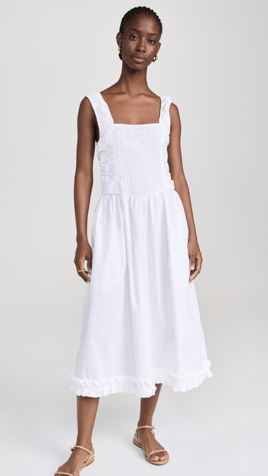 【GANNI】Cotton Poplin Strap Dress/追跡+関税+全国送料込み Ganni Cotton Poplin Strap Dress | italist