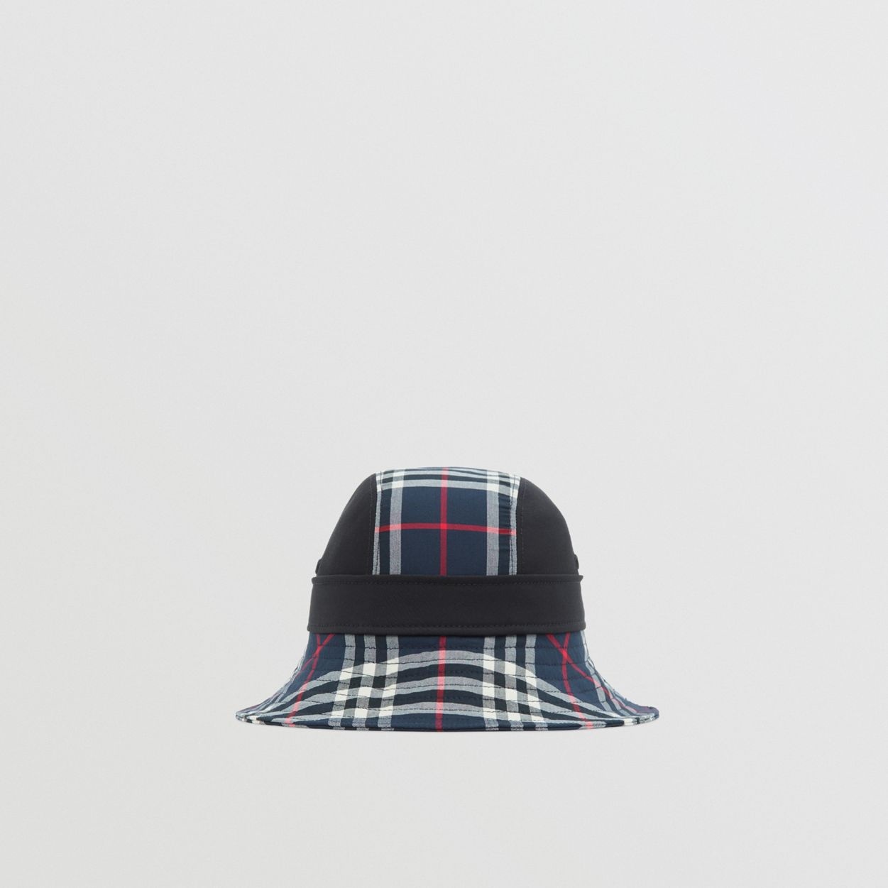 Vintage Check Panel Cotton Gabardine Bucket Hat - 1
