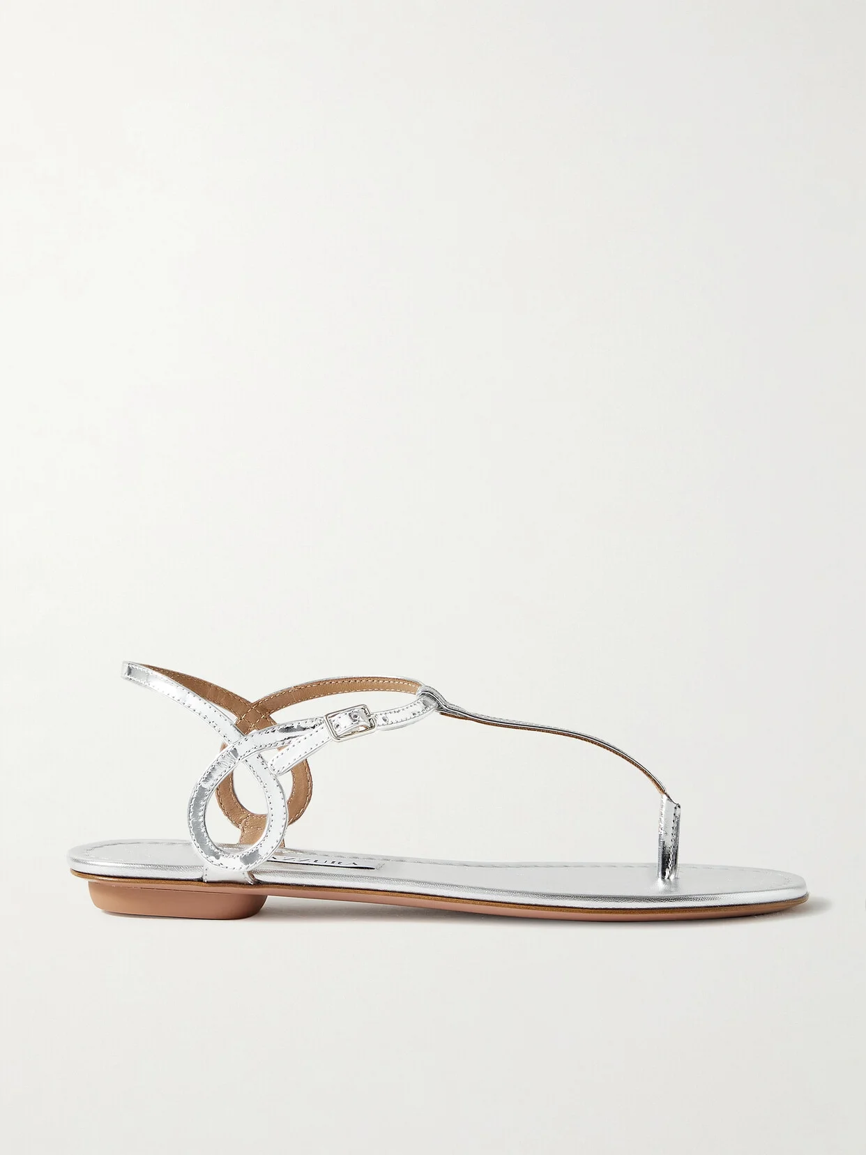 Almost Bare Metallic Leather Sandals - 1