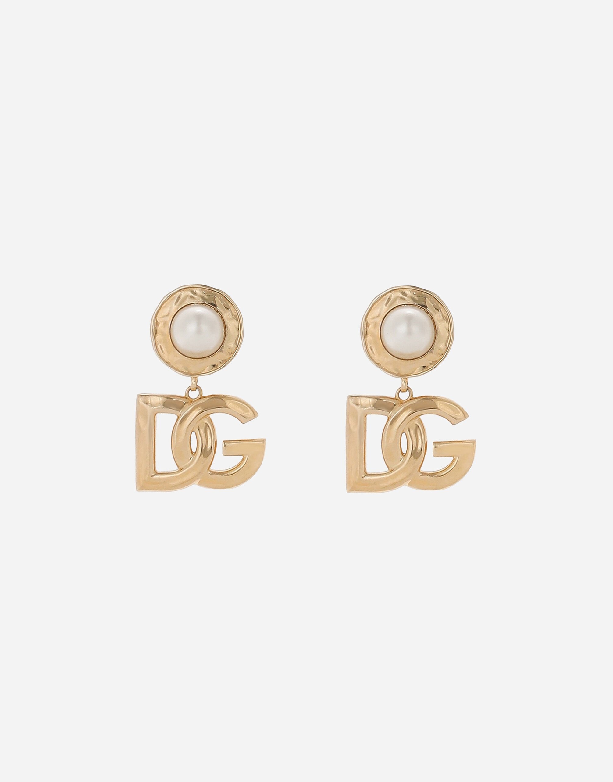 Drop earrings with cabochon details and DG logo - 1