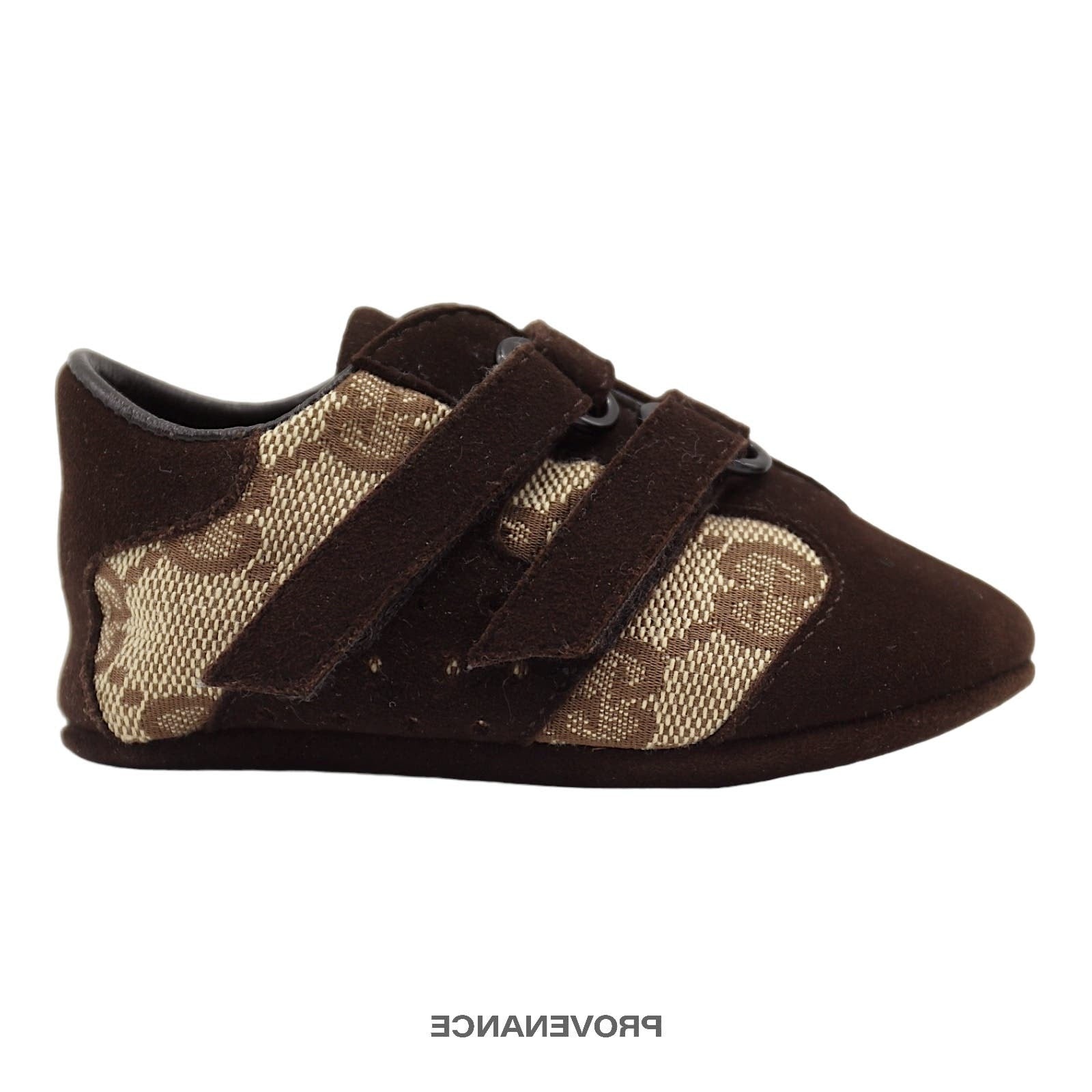 Gucci GG Canvas Suede Velcro Runner Infant - Brown - 1