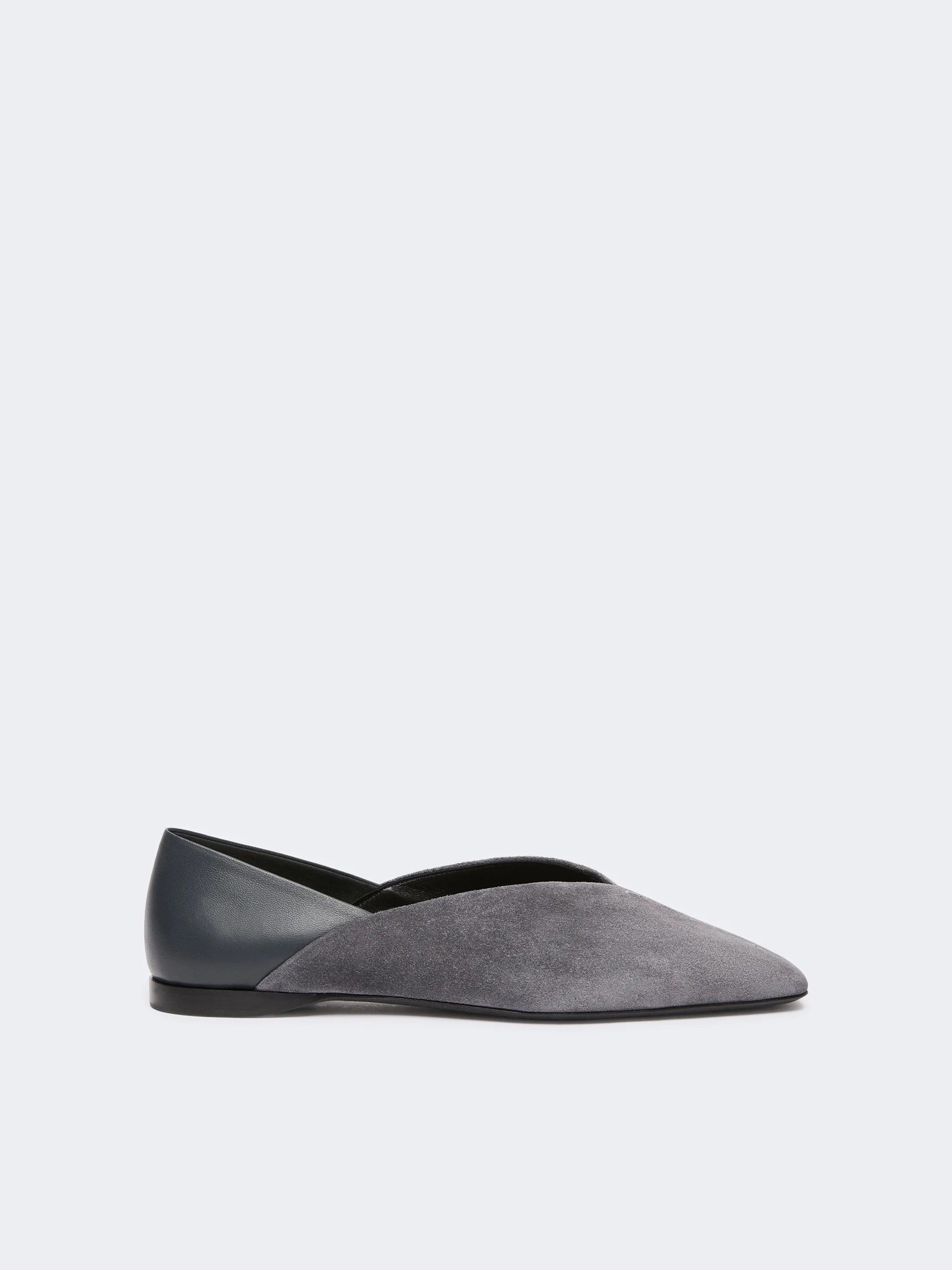 SQUAREFLAT Split leather and nappa leather ballet flats - MEDIUM GREY - 1