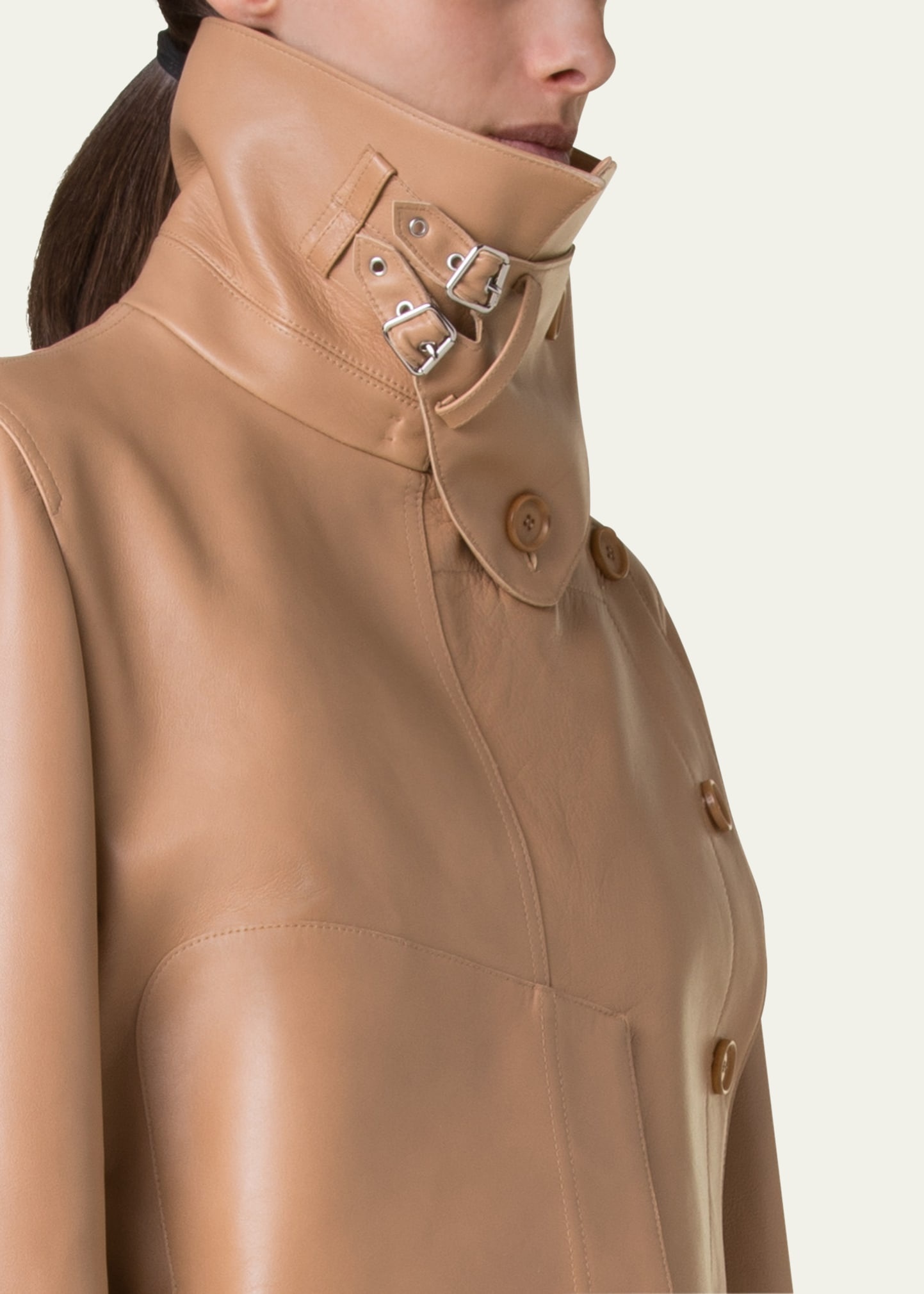 Arno Boxy Leather Trench Jacket - 5
