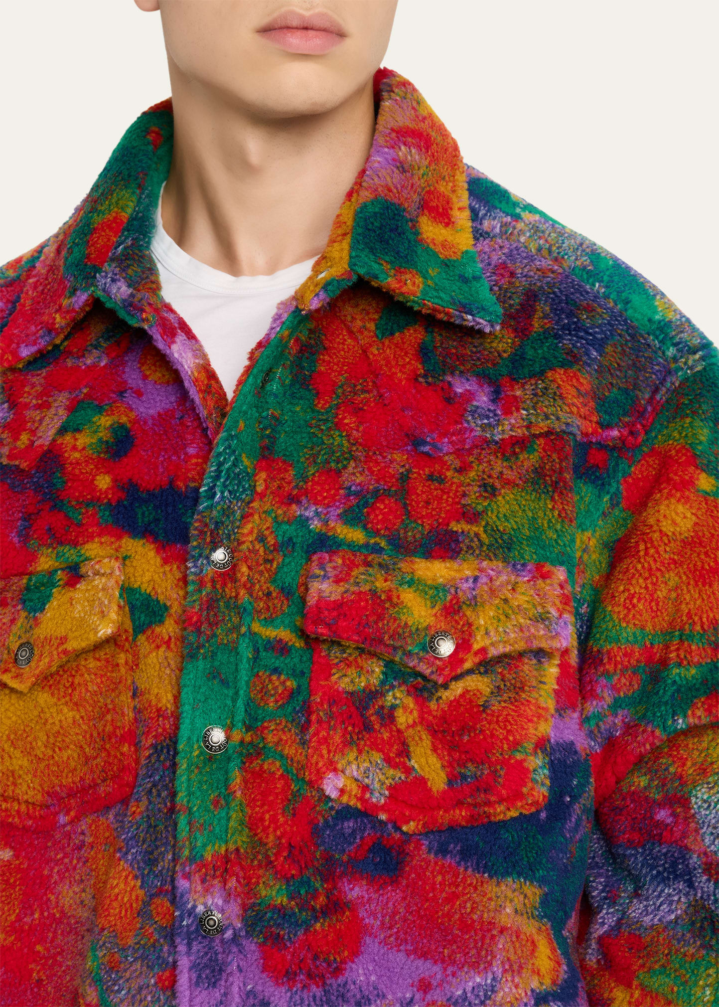 Men's Multicolor Sherpa Oversized Trucker Jacket - 5