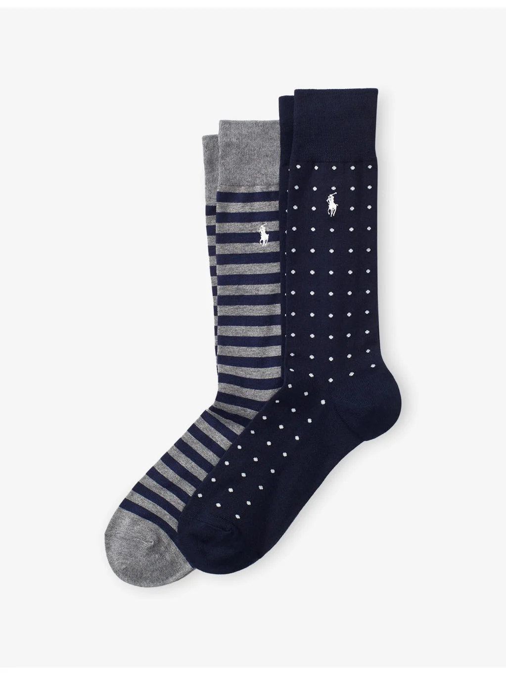 Striped and Dotted Pack of Two Cotton-Blend Socks - 1
