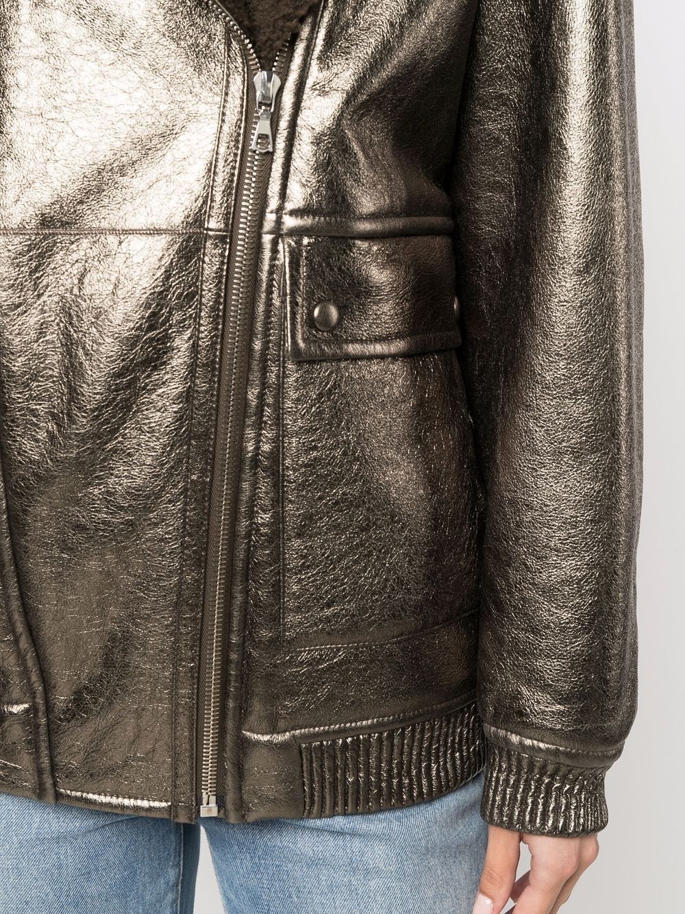 longline leather jacket - 5