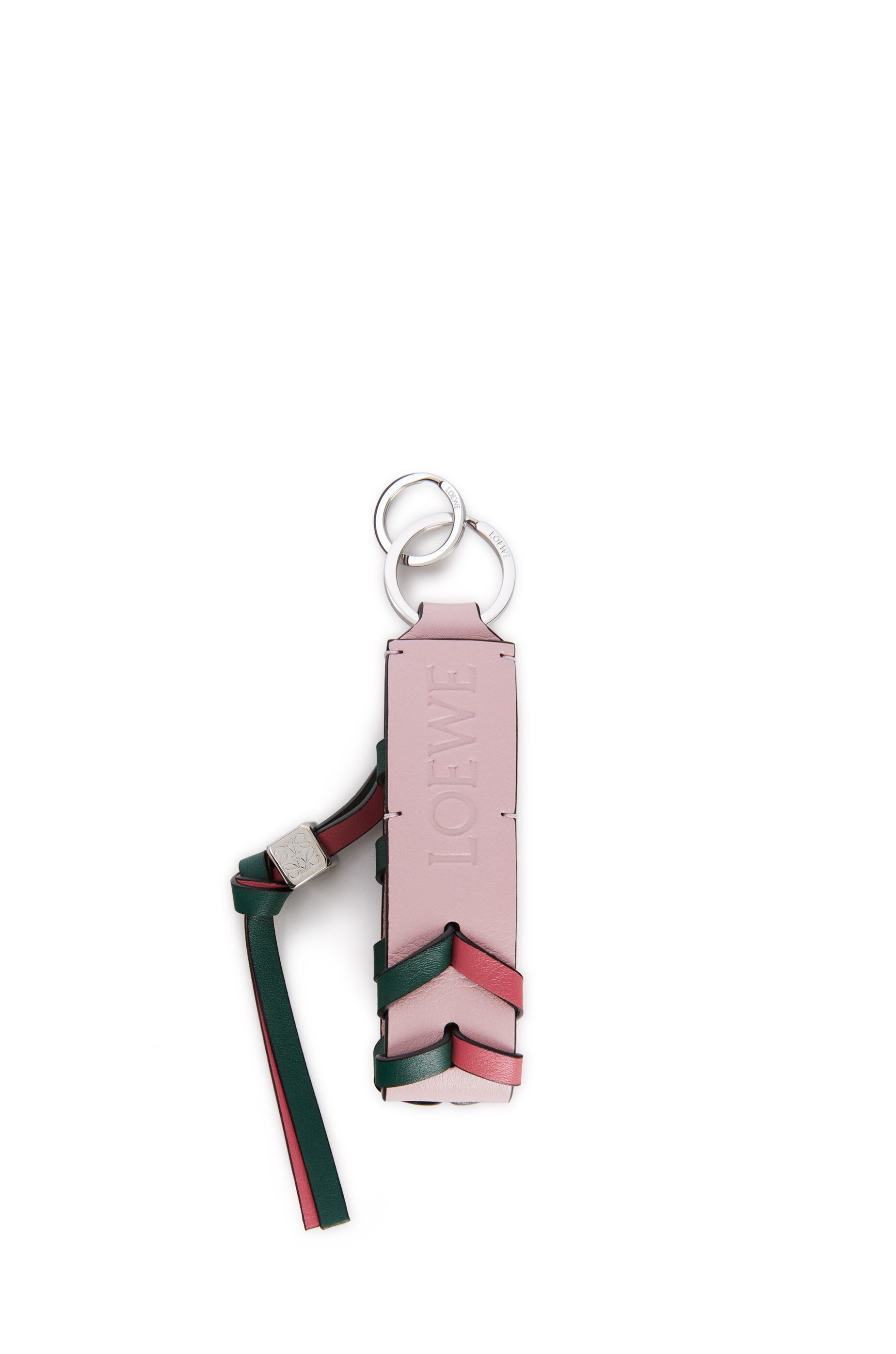 Braided strap keyring in calfskin and brass - 2