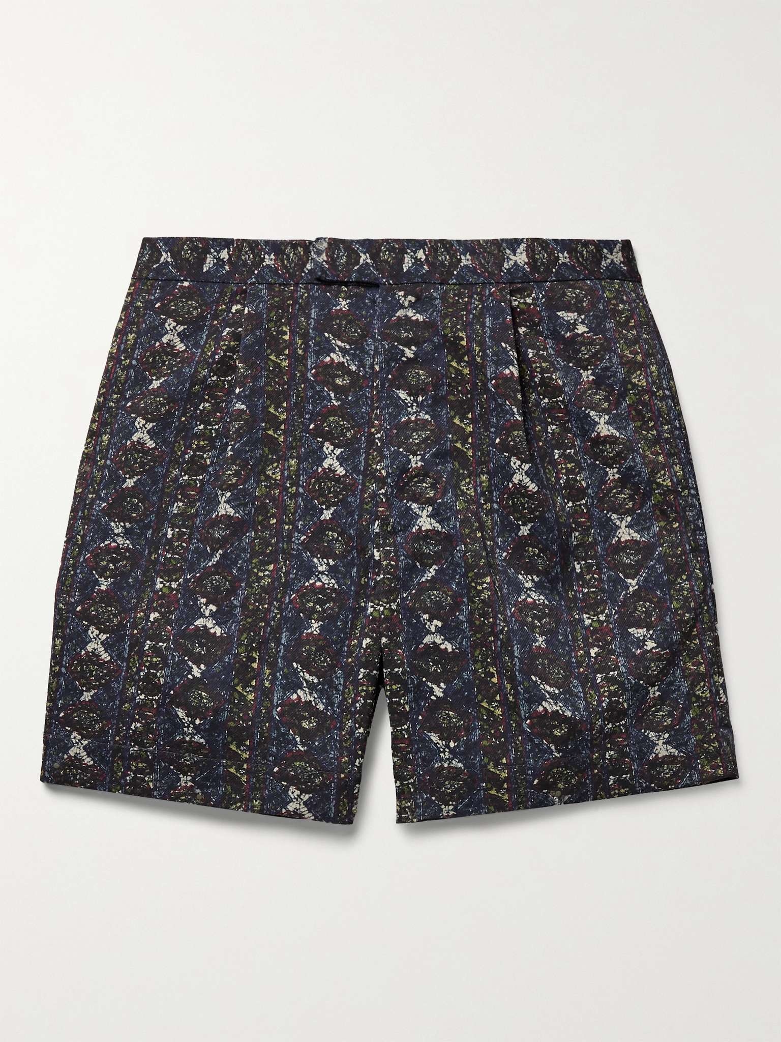 Pleated Printed Twill Shorts - 1