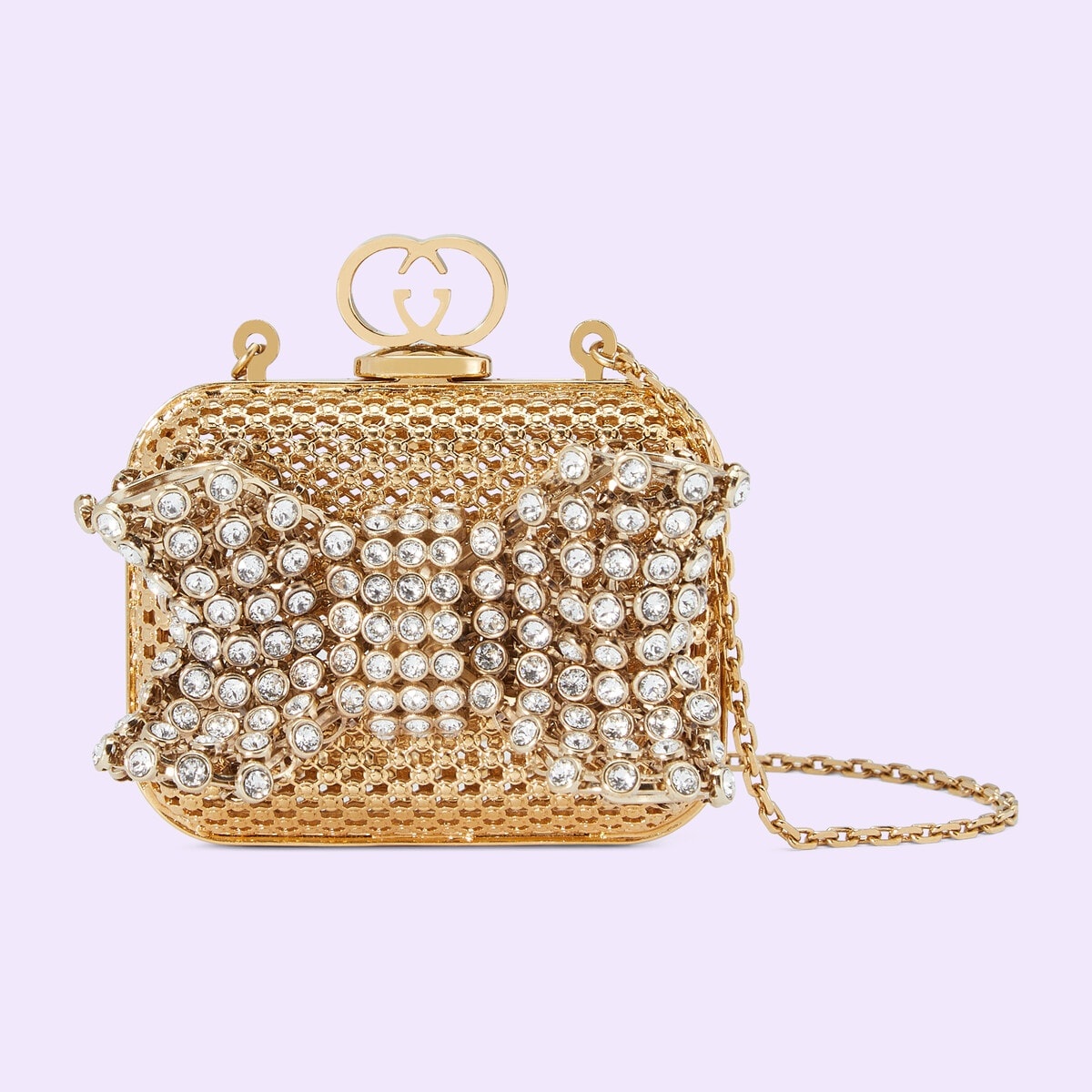 Metal mini handbag with crystal bow - 1