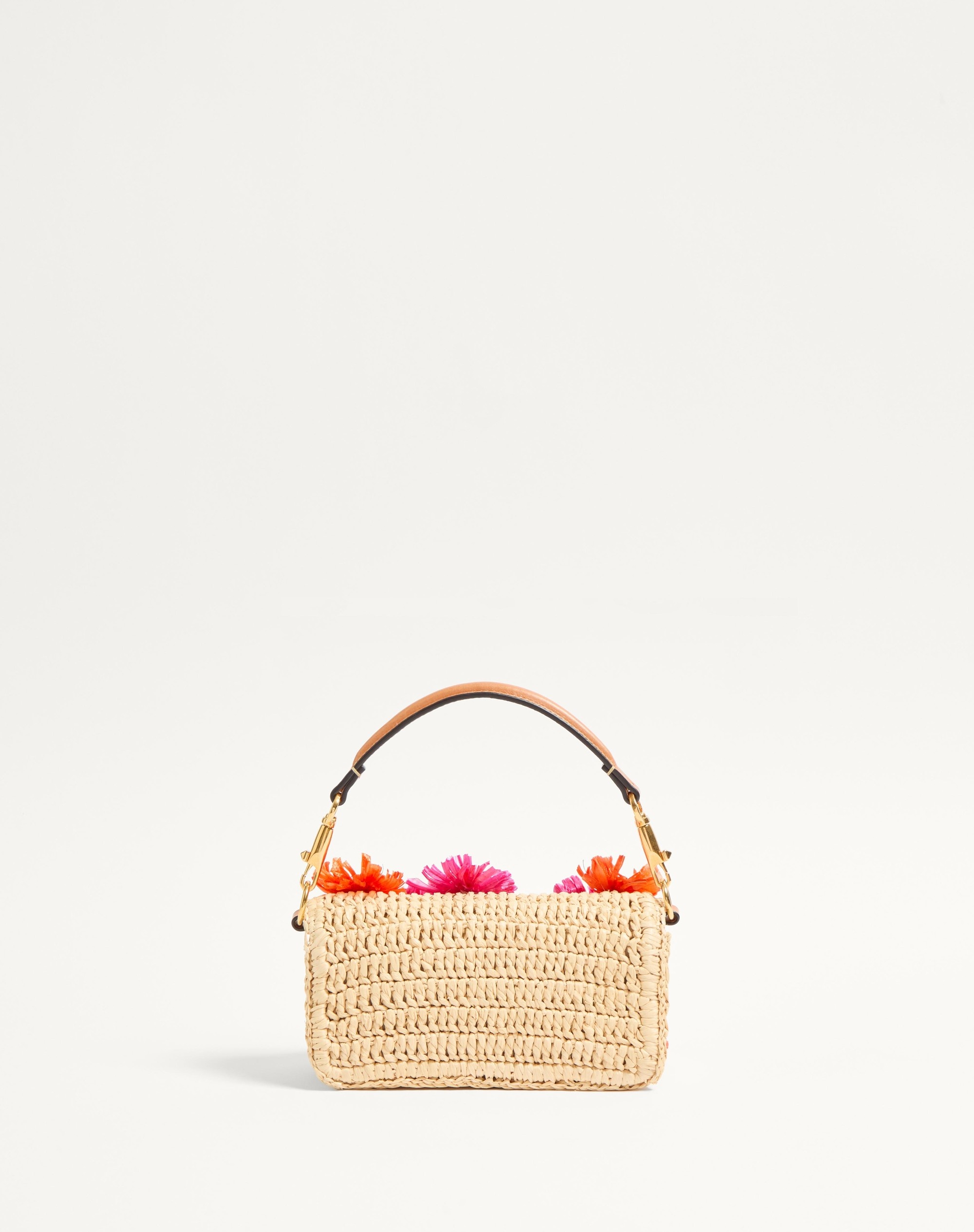 VALENTINO GARAVANI LOCÒ SMALL SHOULDER BAG IN SYNTHETIC RAFFIA WITH FLOWERS AND BEADS - 4