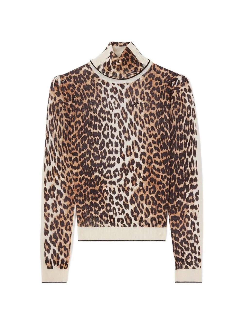 leopard-print turtleneck top - 1