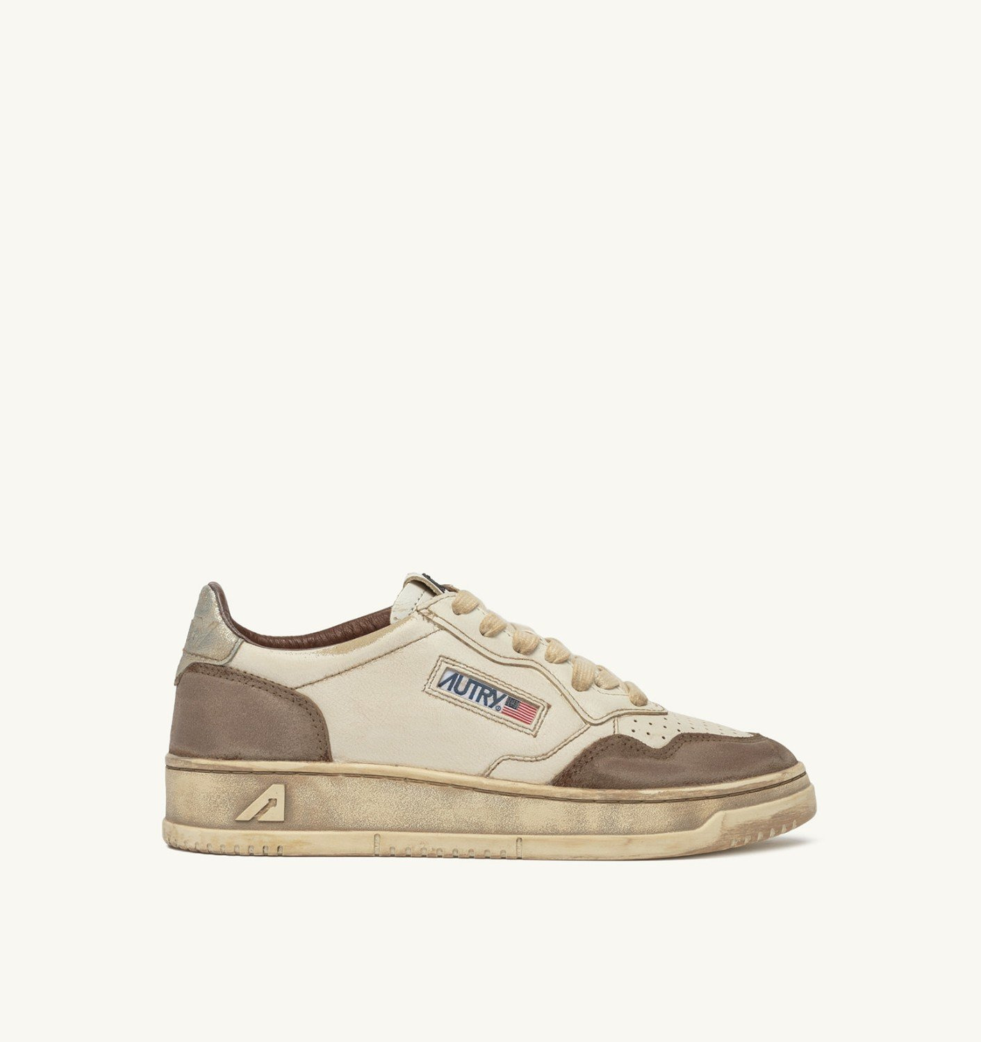 MEDALIST LOW SNEAKERS SUPER VINTAGE IN WHITE AND SILVER LEATHER AND BURNED SUEDE - 1
