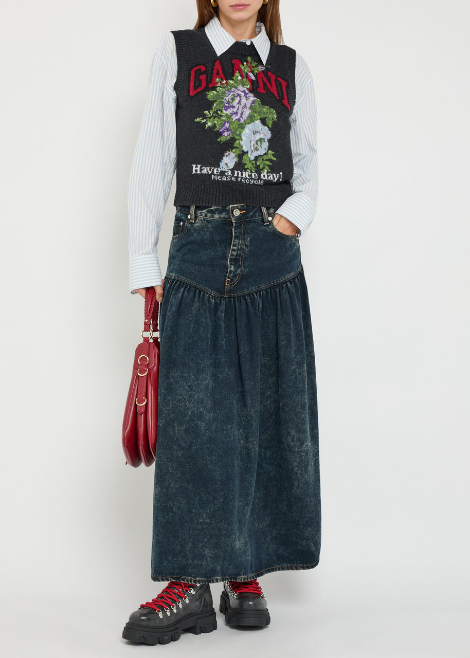 Ganni Floral-intarsia Wool-blend Vest - 4