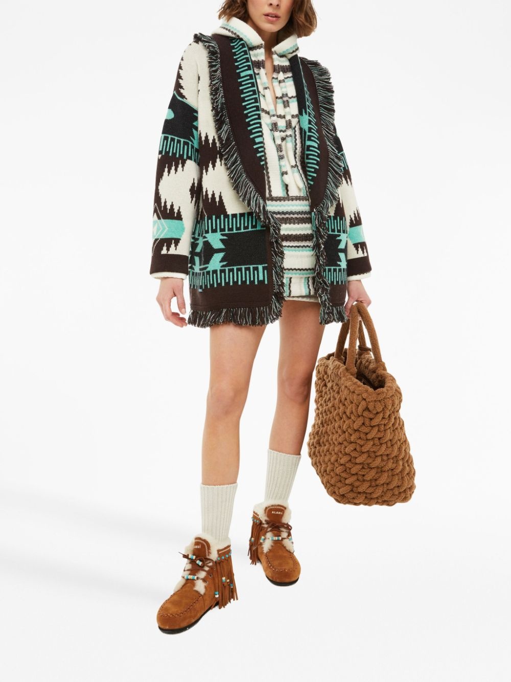 Icon Jacquard fringed cardigan - 2