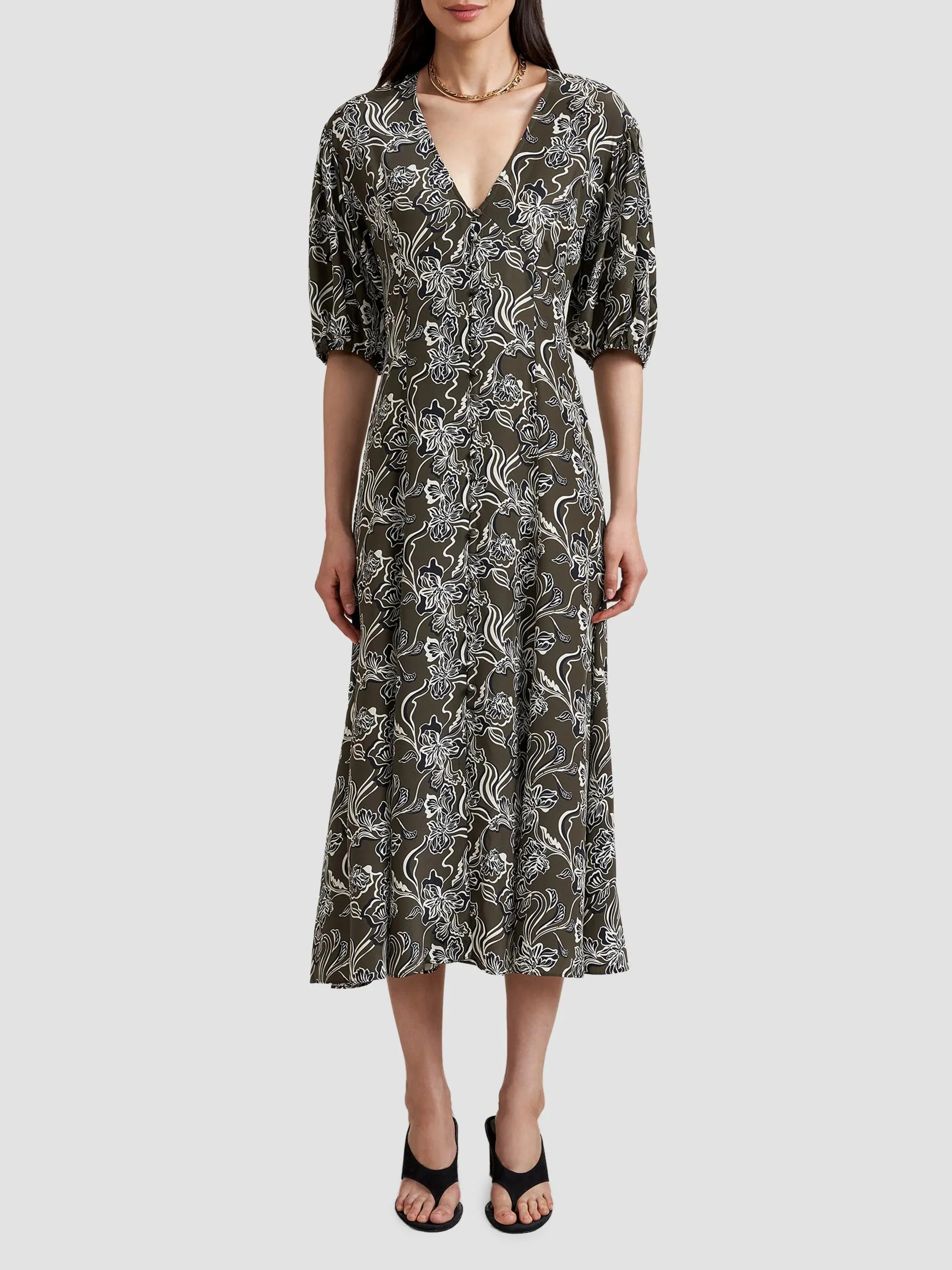 Women's Florence Dress - Taupe Floral - 1