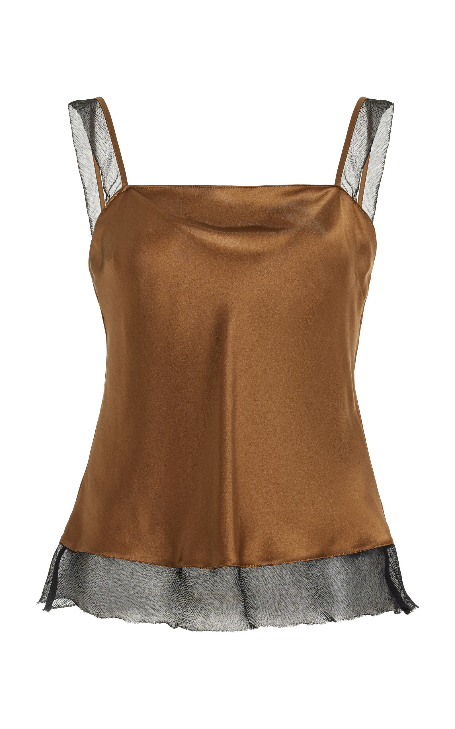 Catania Mesh-Trimmed Silk Tank Top green - 1