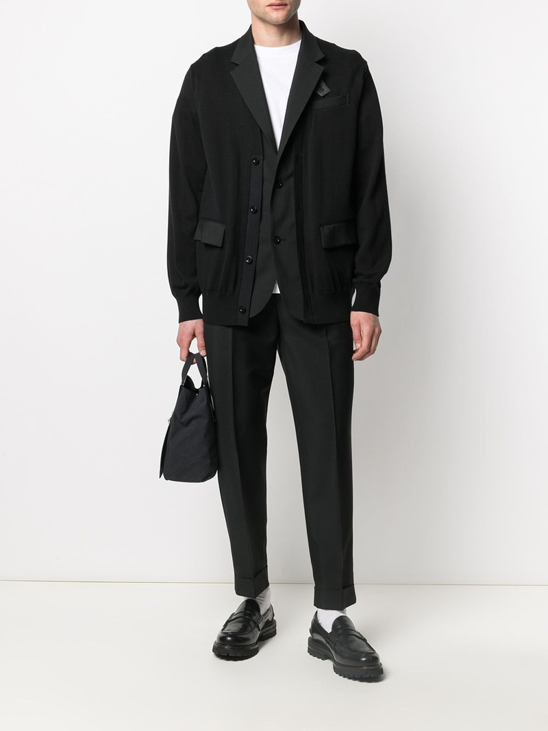 sacai layered button-front cardigan outlook