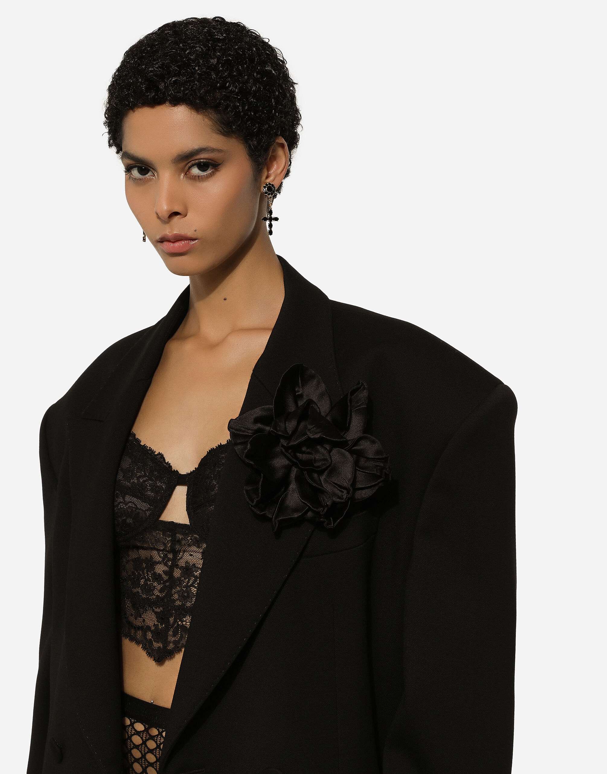 Oversize double-breasted coat in wool crepe - 8