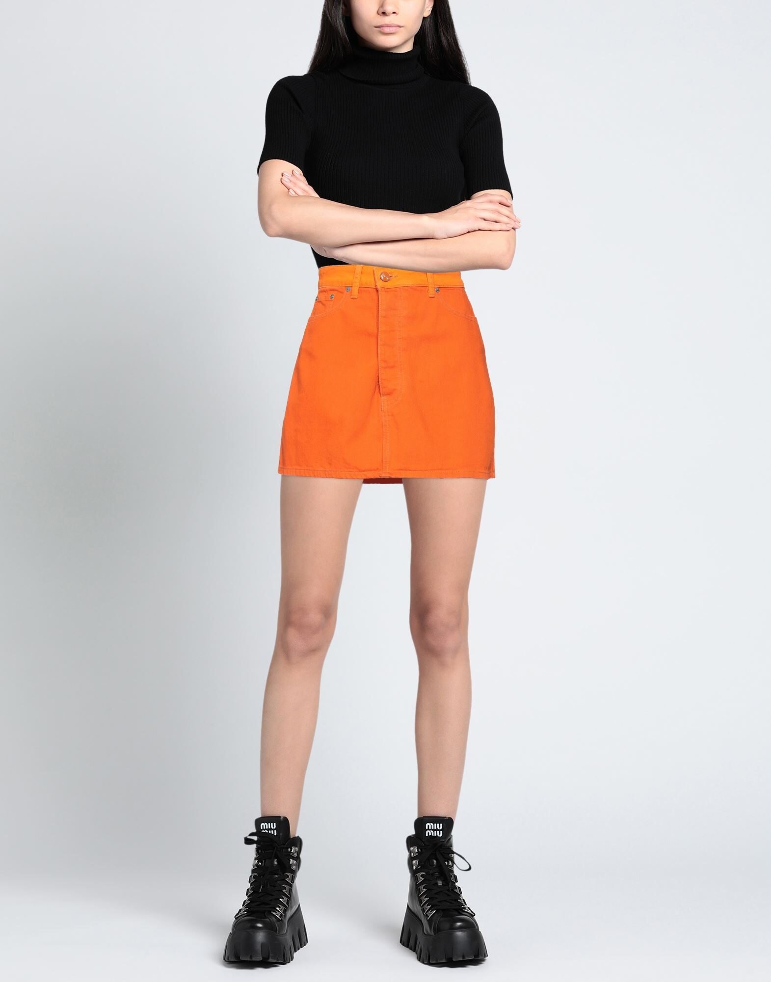 Orange Women's Denim Skirt - 2