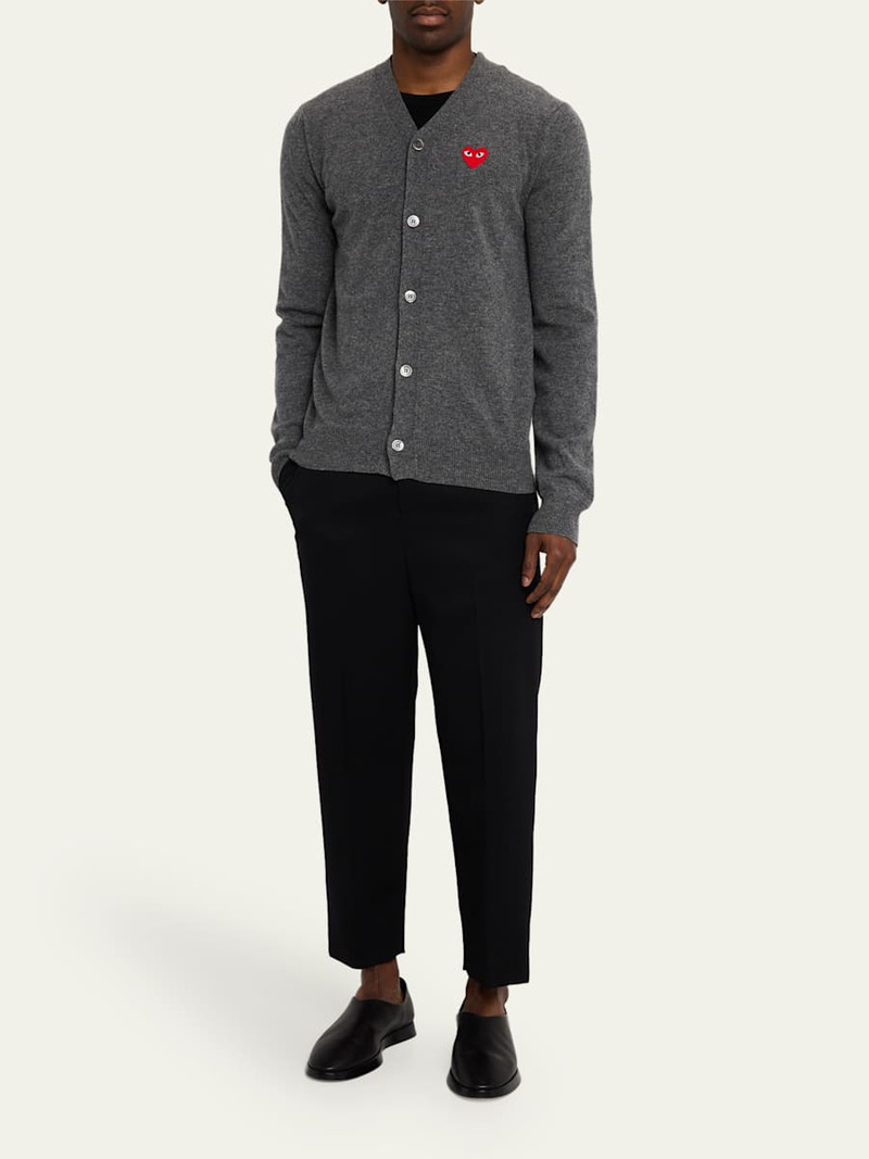 Comme Des Garçons Men's Small Heart Wool Cardigan Sweater outlook