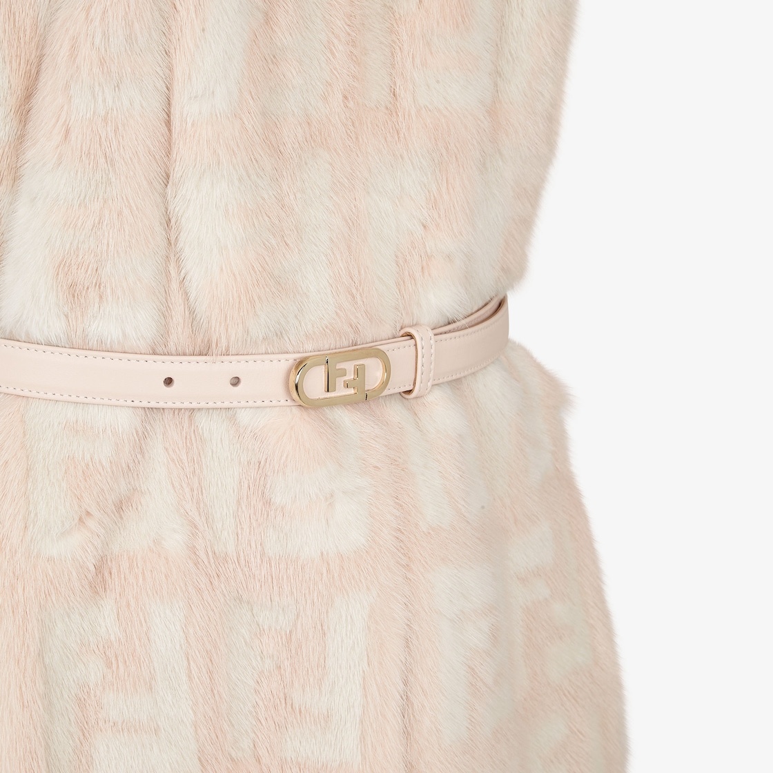 Vest made of velvet and viscose knit with FF motif. Mink insert on the front with inlaid pearl white - 3