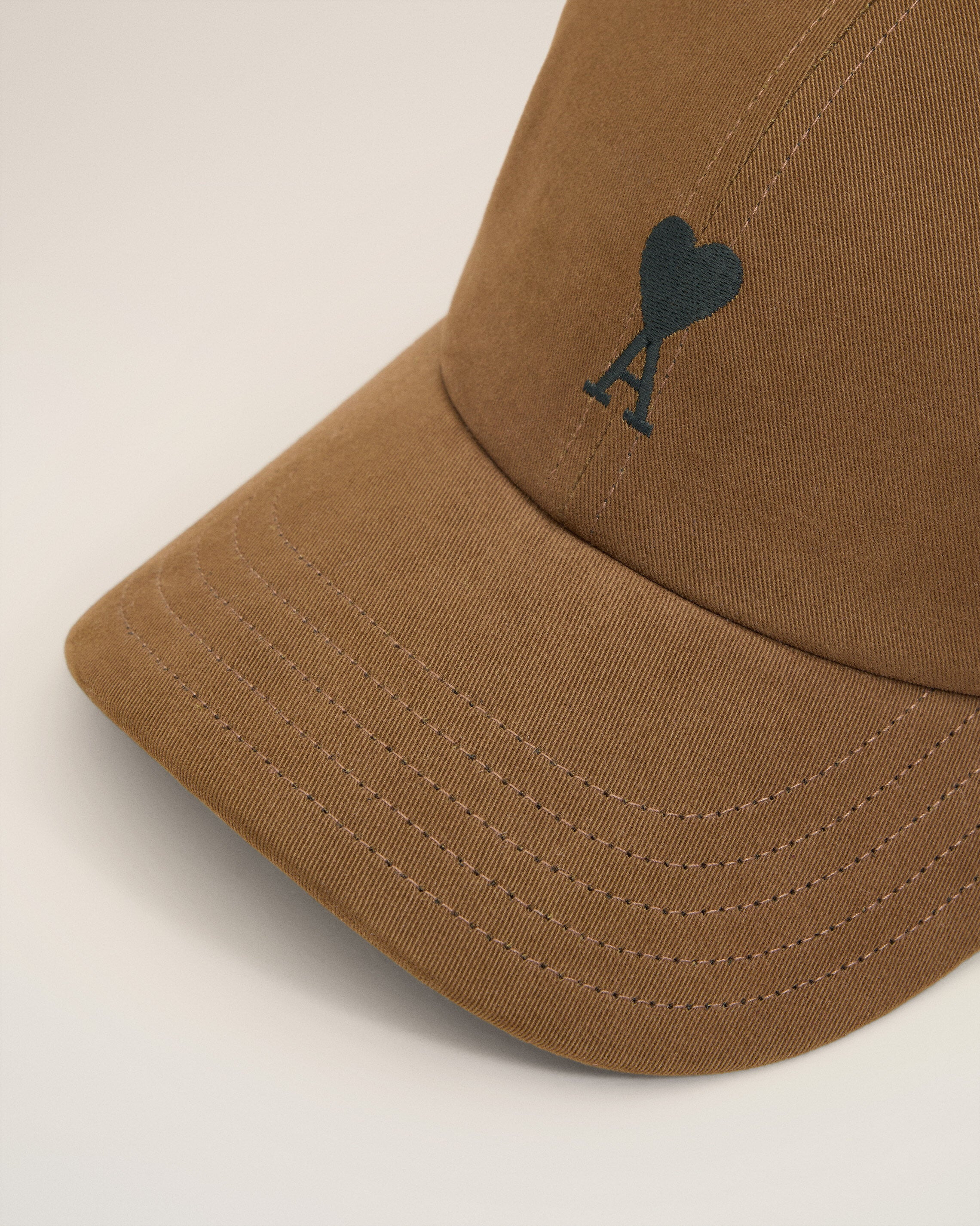 BROWN COTTON AMI DE COEUR EMBROIDERY CAP - 3