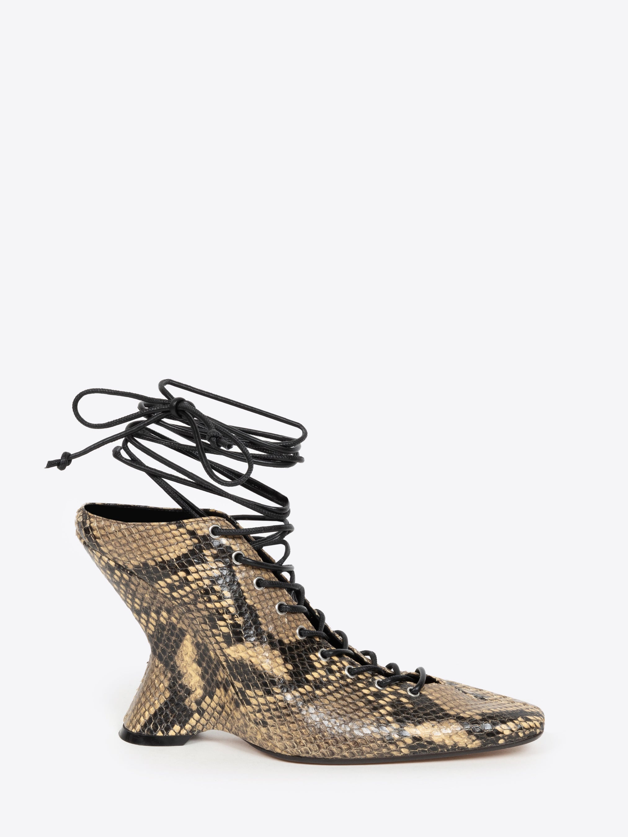 LEATHER LACE UP MULES - 2