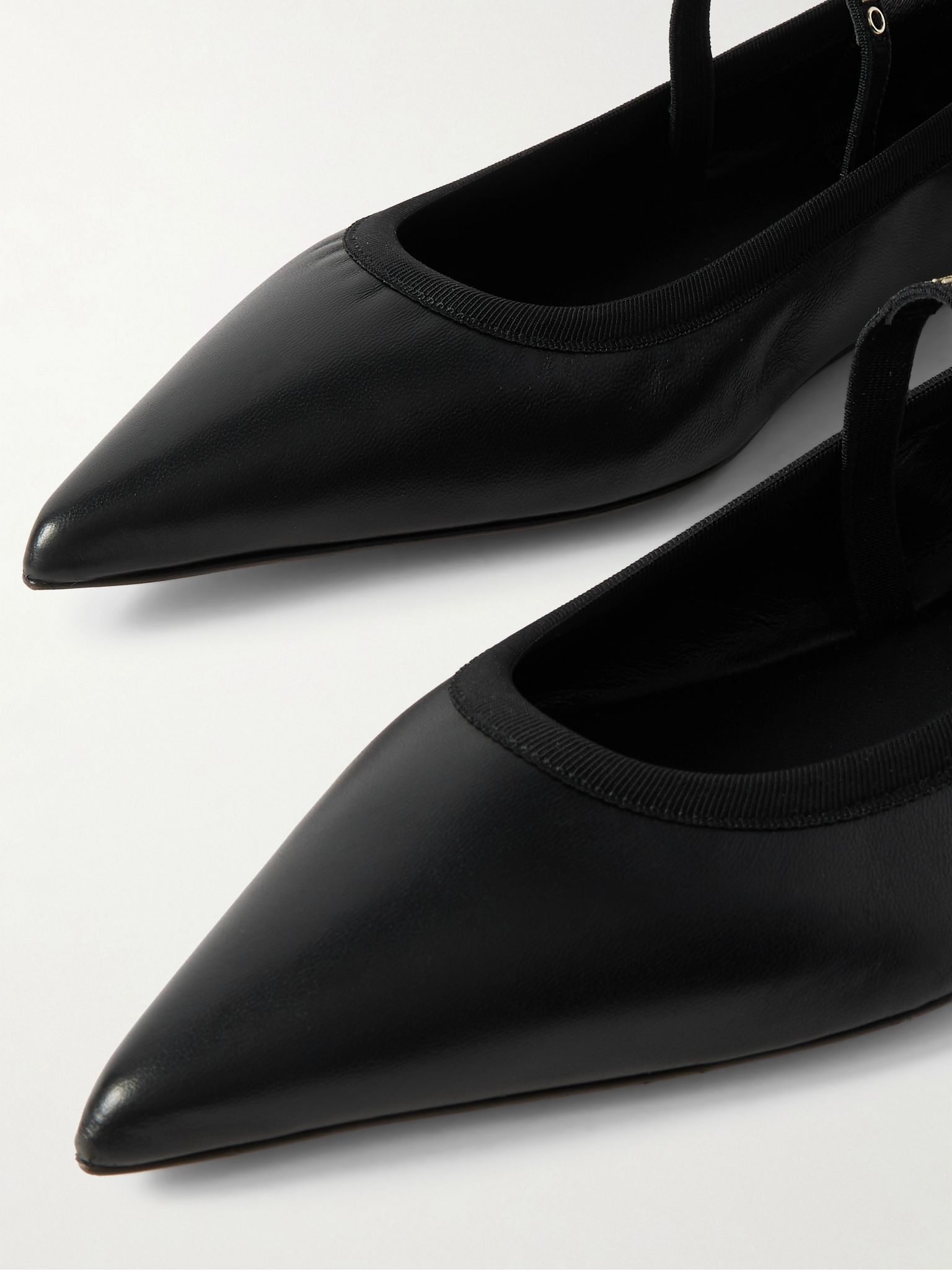 Carice satin-trimmed leather ballet flats Black - 4