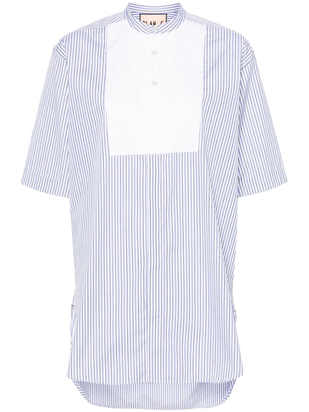 halo-stripe panelled cotton shirt - 1
