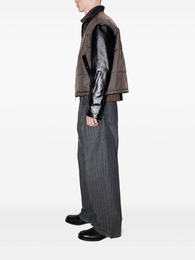 Our Legacy leather-sleeve quilted jacket outlook