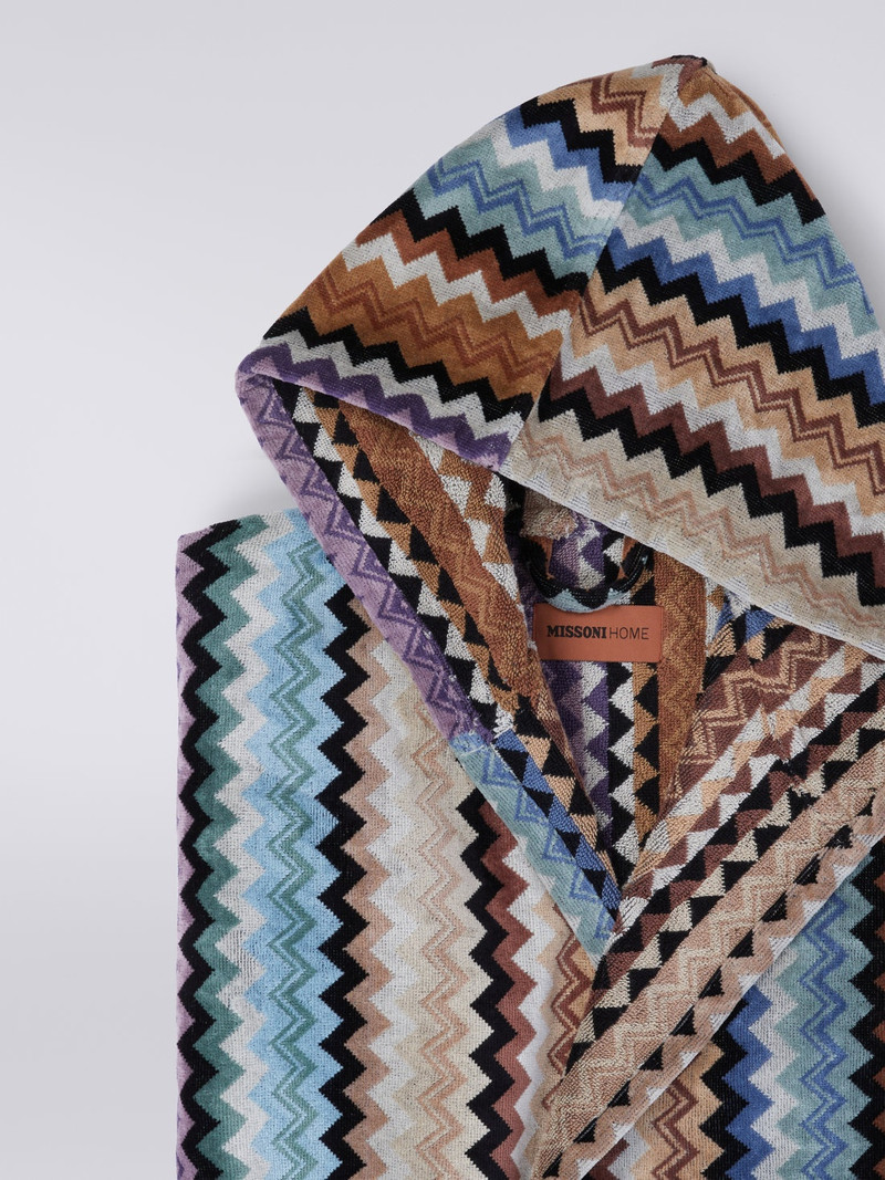 Adam chevron cotton terry hooded bathrobe 3