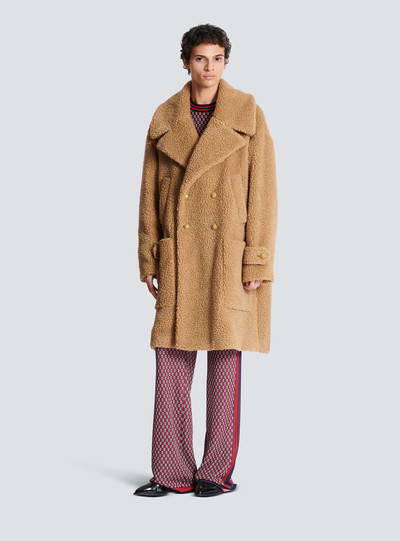 Balmain Long double-breasted buttoned coat outlook